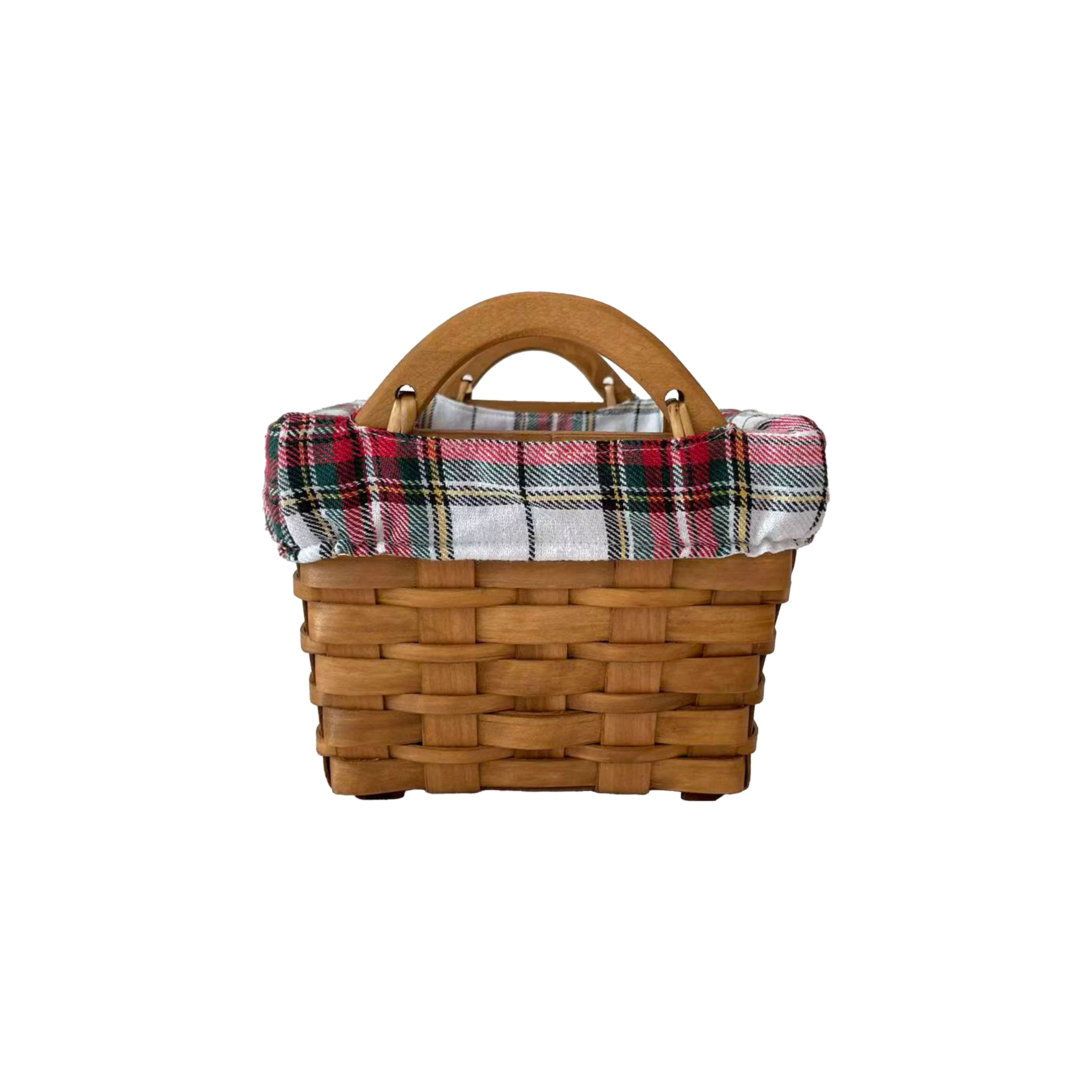 Plaid Lined Chipwood Basket by Ashland
