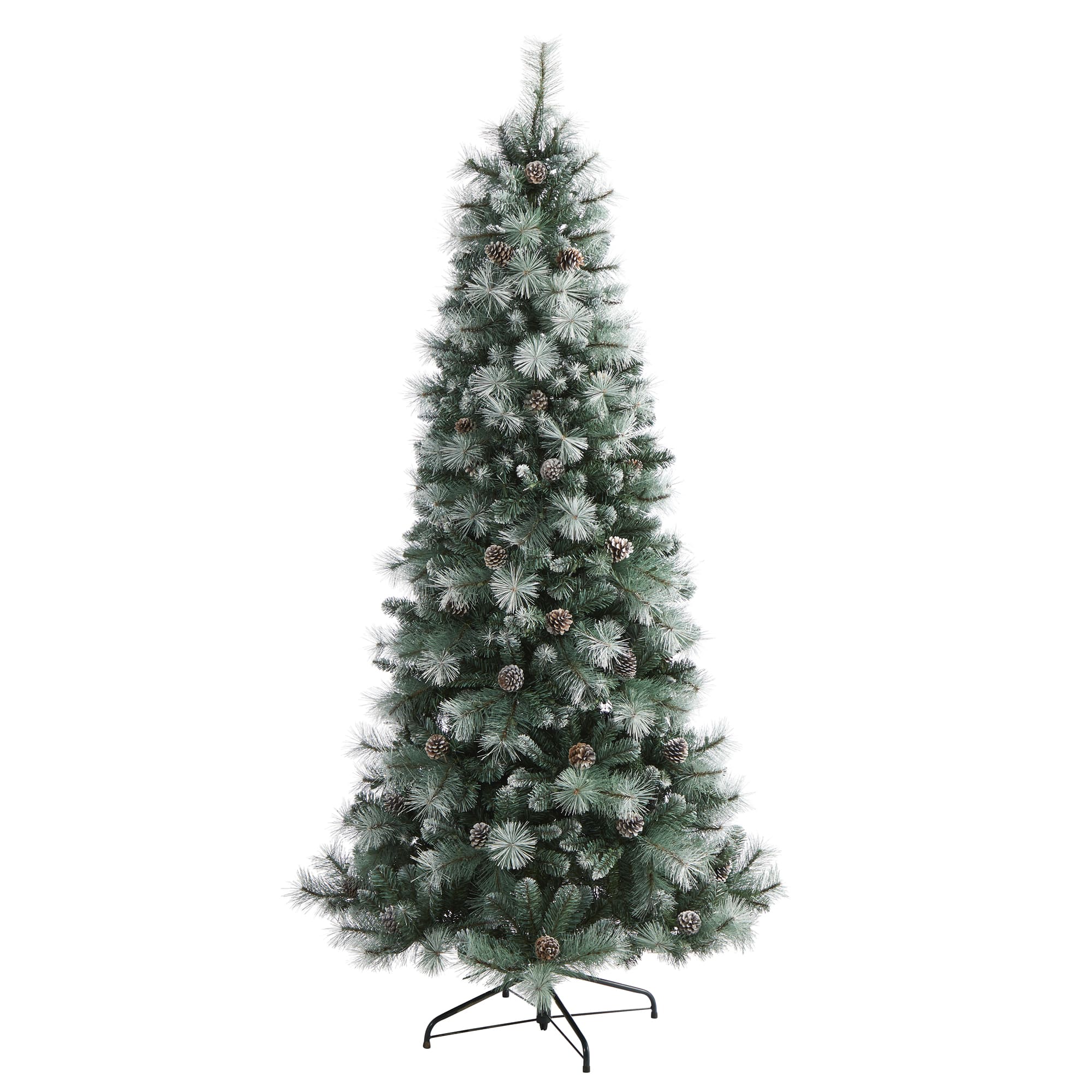 7ft. Pre-Lit Frosted Tip British Columbia Mountain Pine & Pinecones Artificial Christmas Tree with Clear Lights