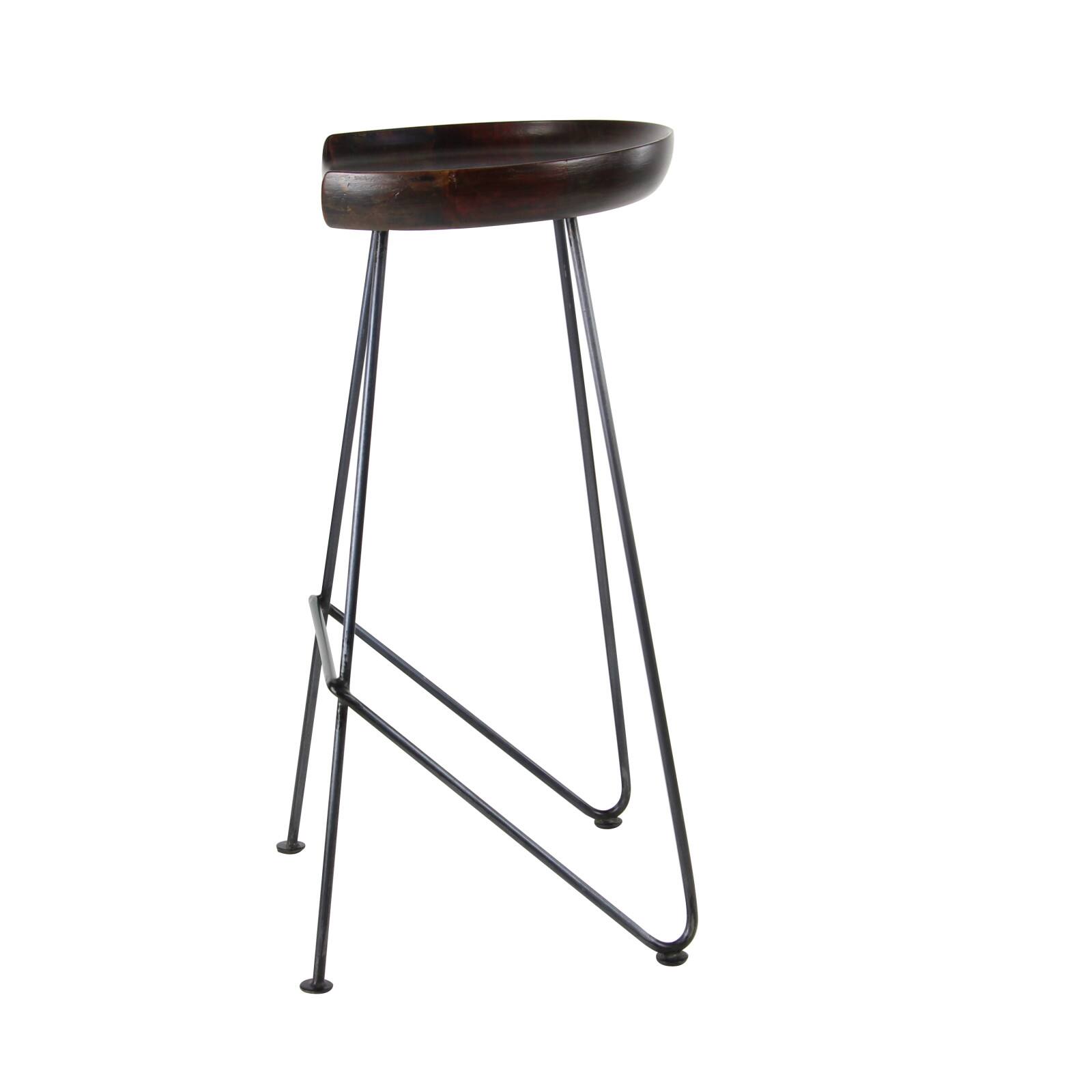 Brown Iron &#x26; Wood Rustic Stool
