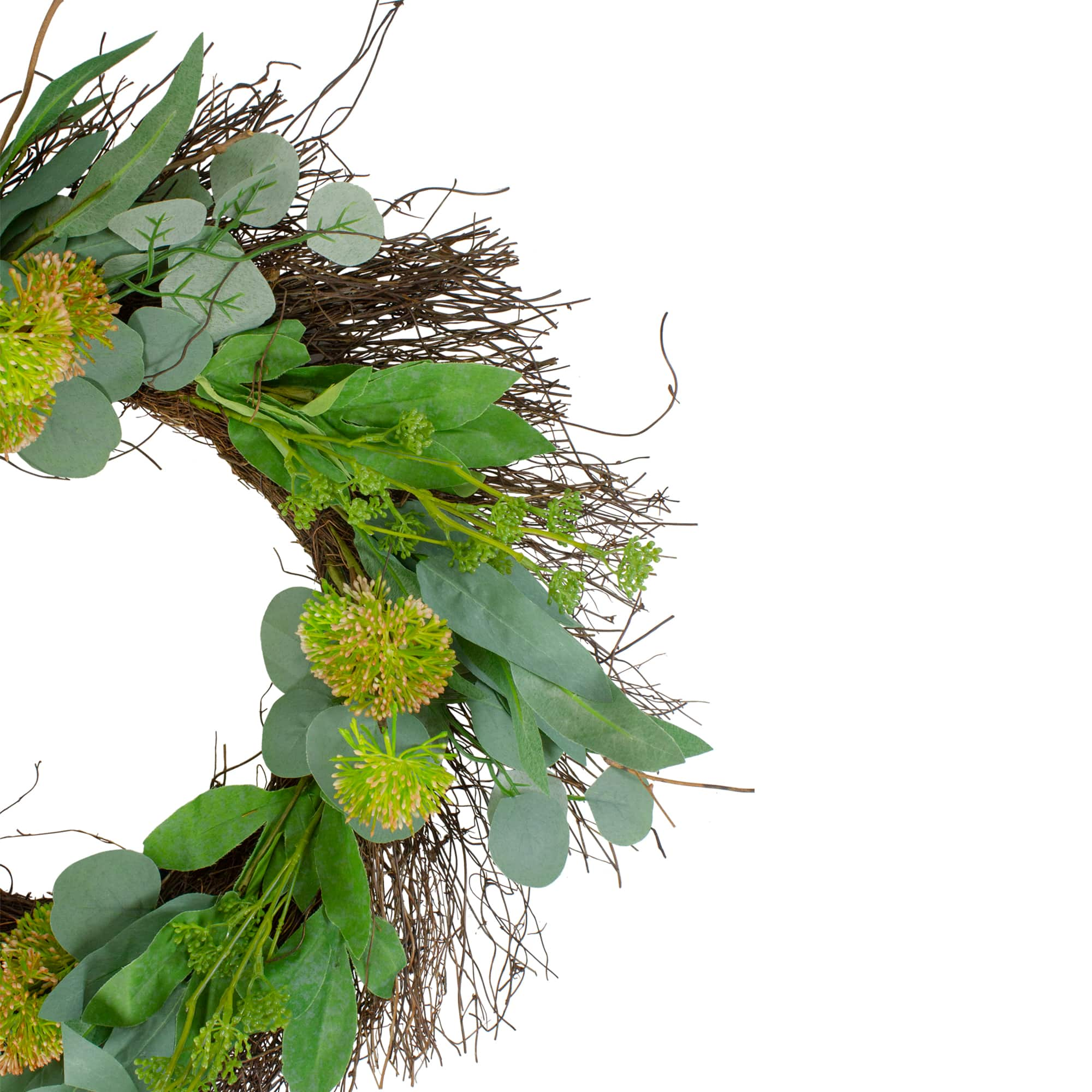 24&#x22; Eucalyptus &#x26; Olive Leaf Twig Spring Wreath