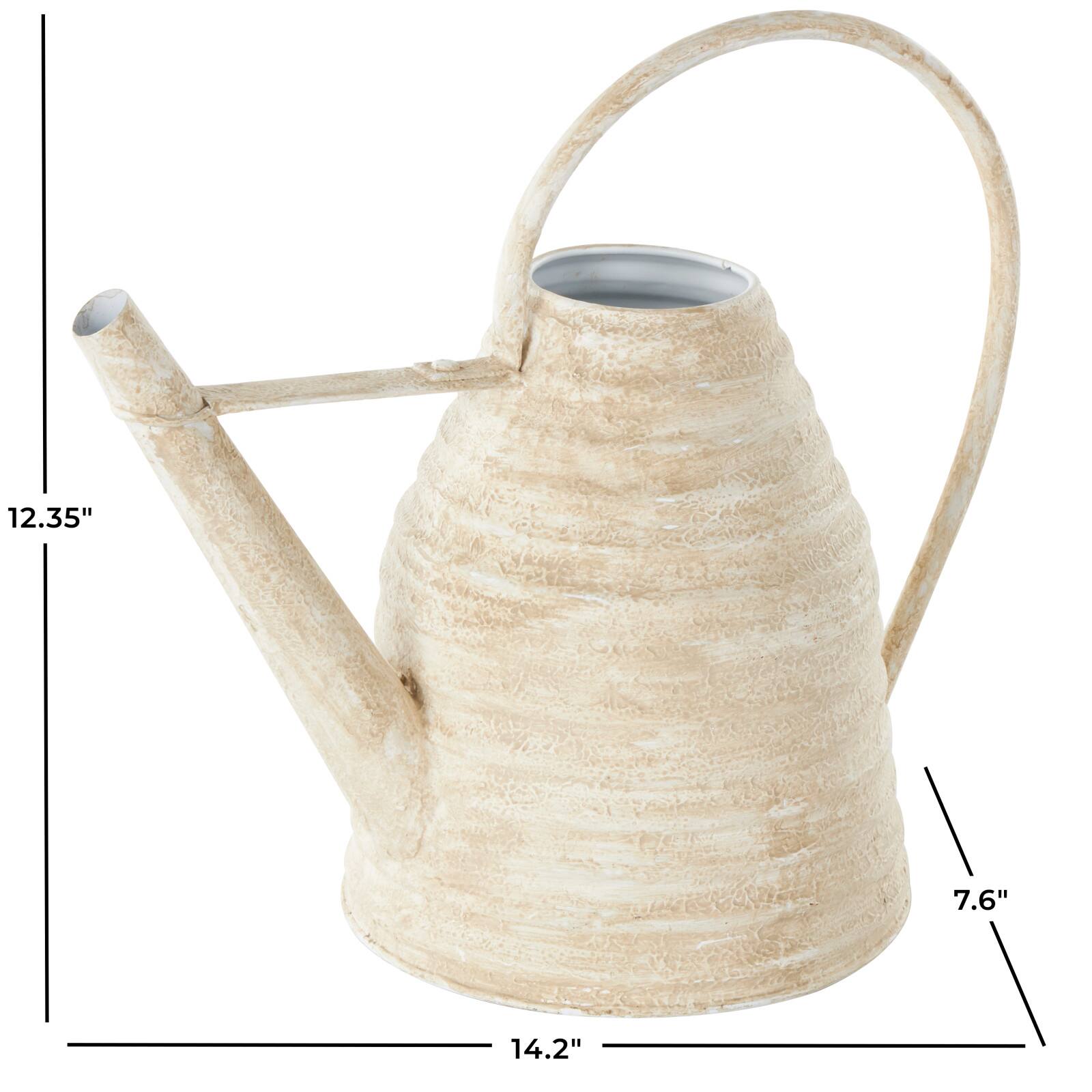 14" Cream Metal Beehive Shaped Watering Can Planter