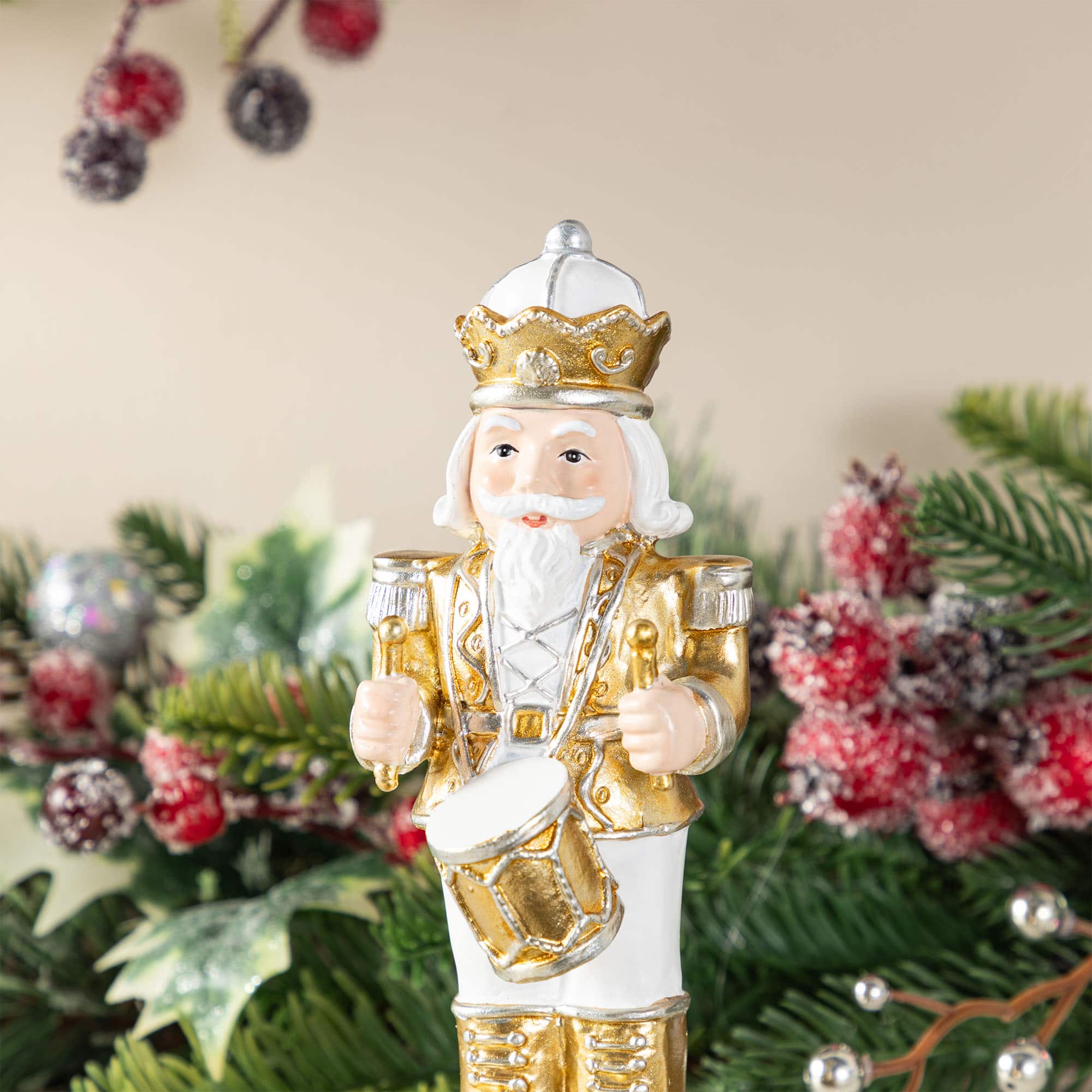 Glitzhome&#xAE; Christmas Resin Nutcracker Stocking Holder Set