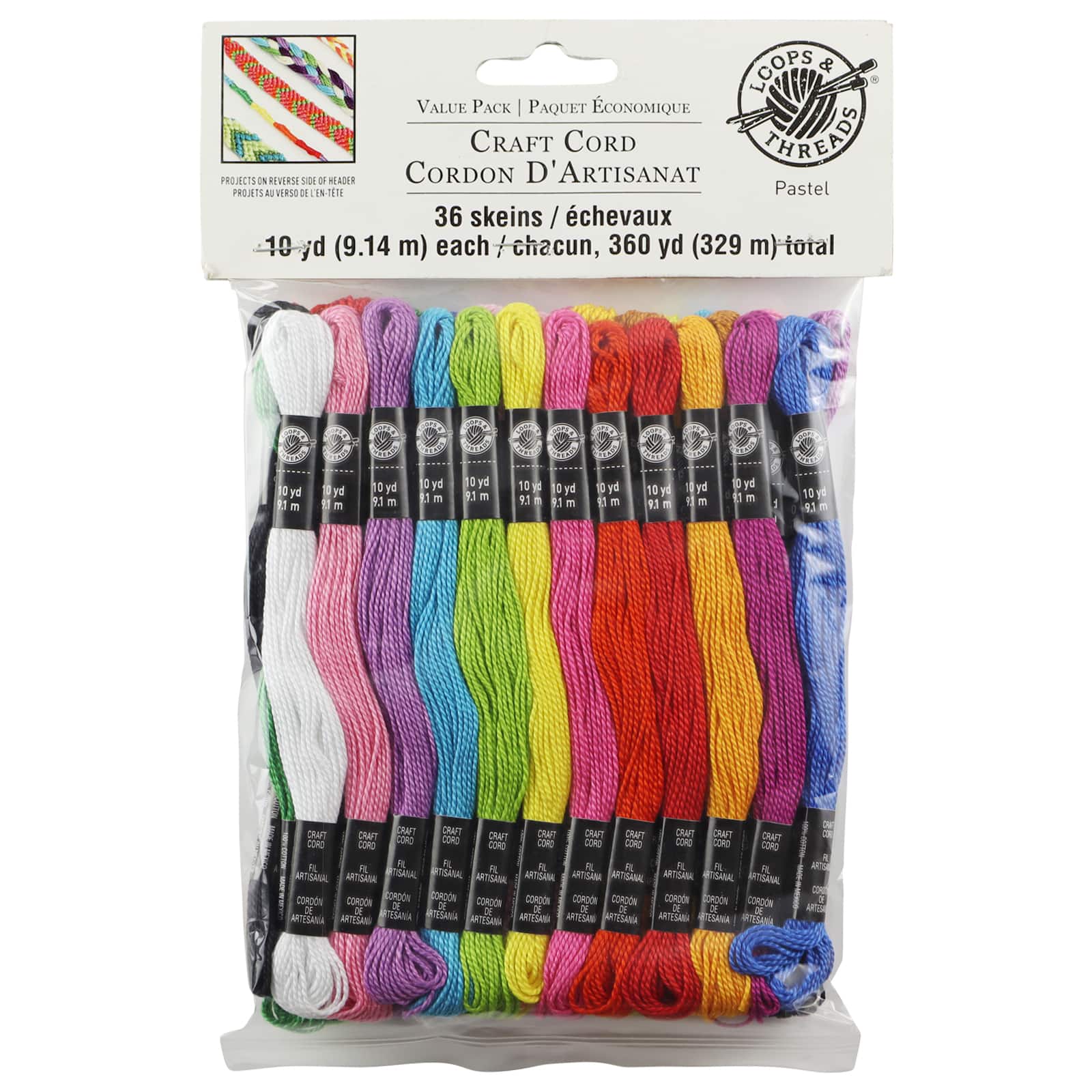 Loops & Threads Pastel Craft Cord - 36 ct