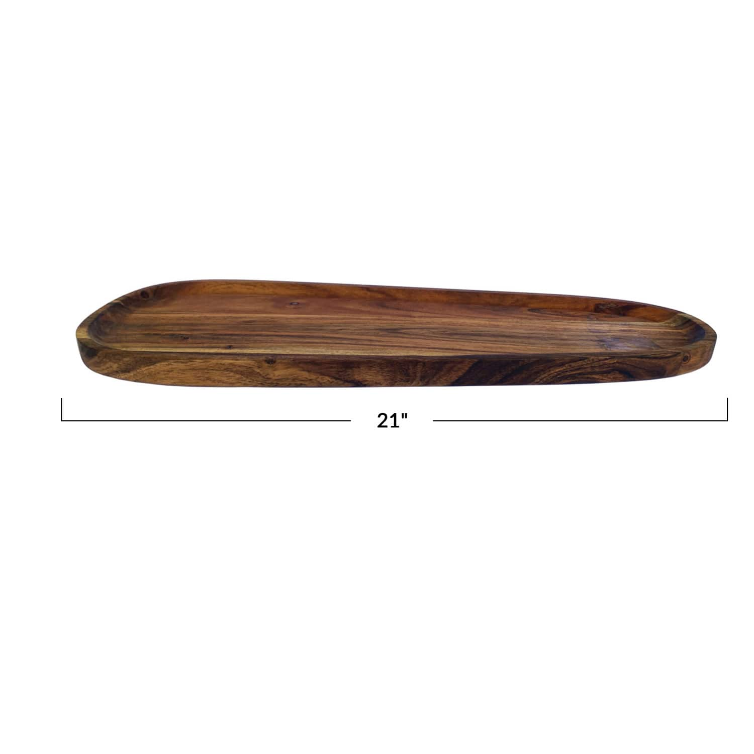 21&#x22; Natural Long Acacia Wood Oval Serving Tray