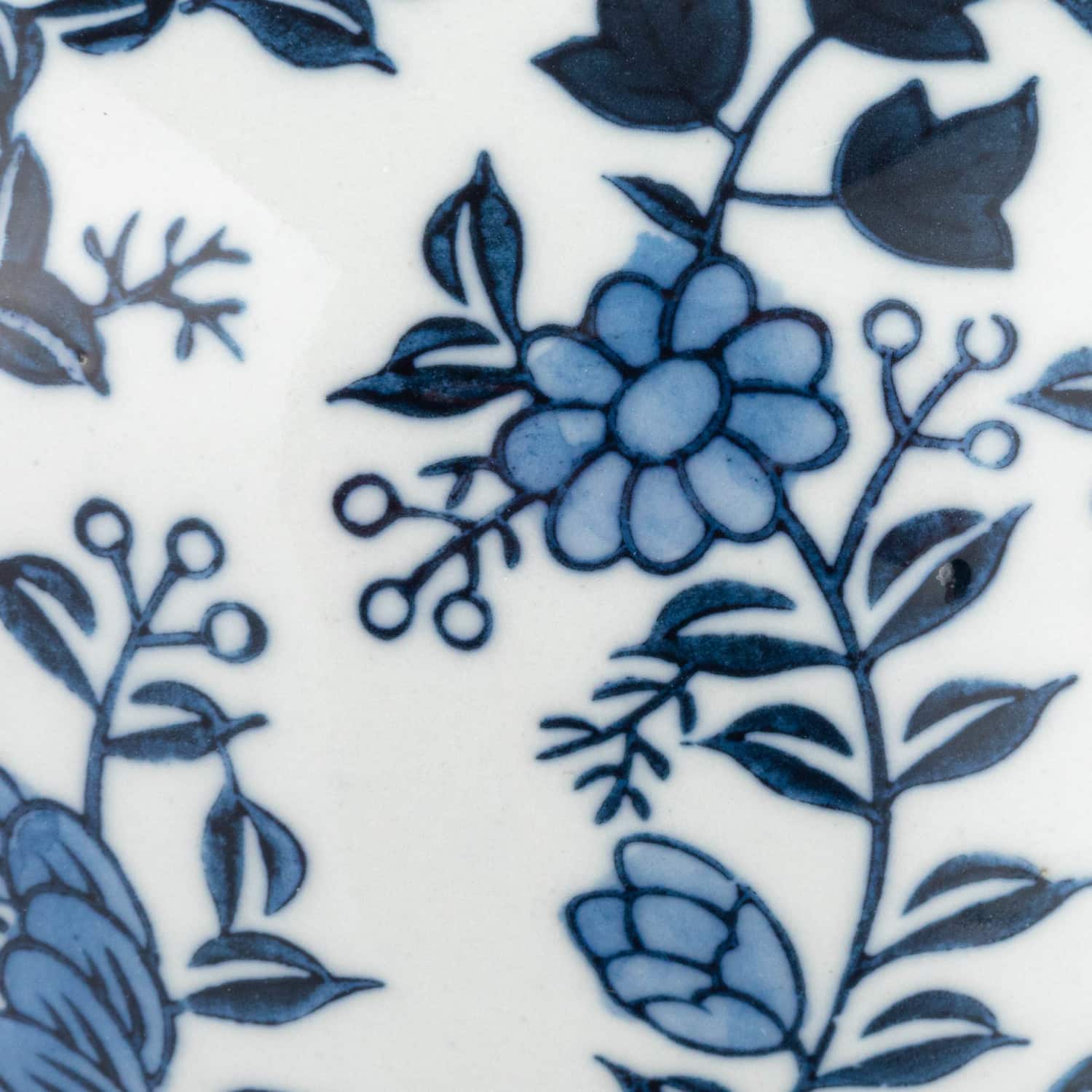 Hello Honey® 8" Blue & White Decorative Bird Ceramic Ginger Jar with Lid