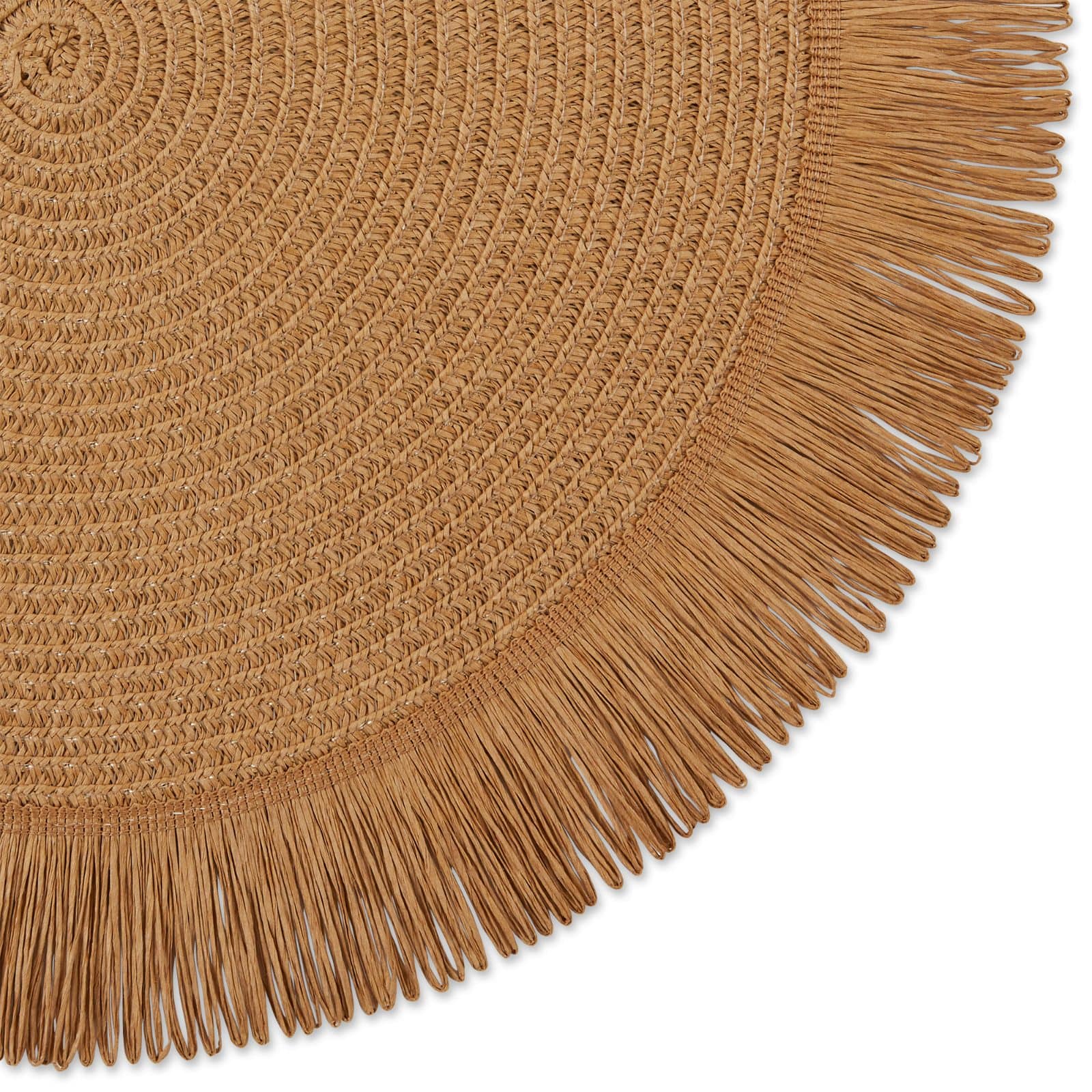 DII® 15" Round Natural Fringe Woven Placemat Set, 6ct.
