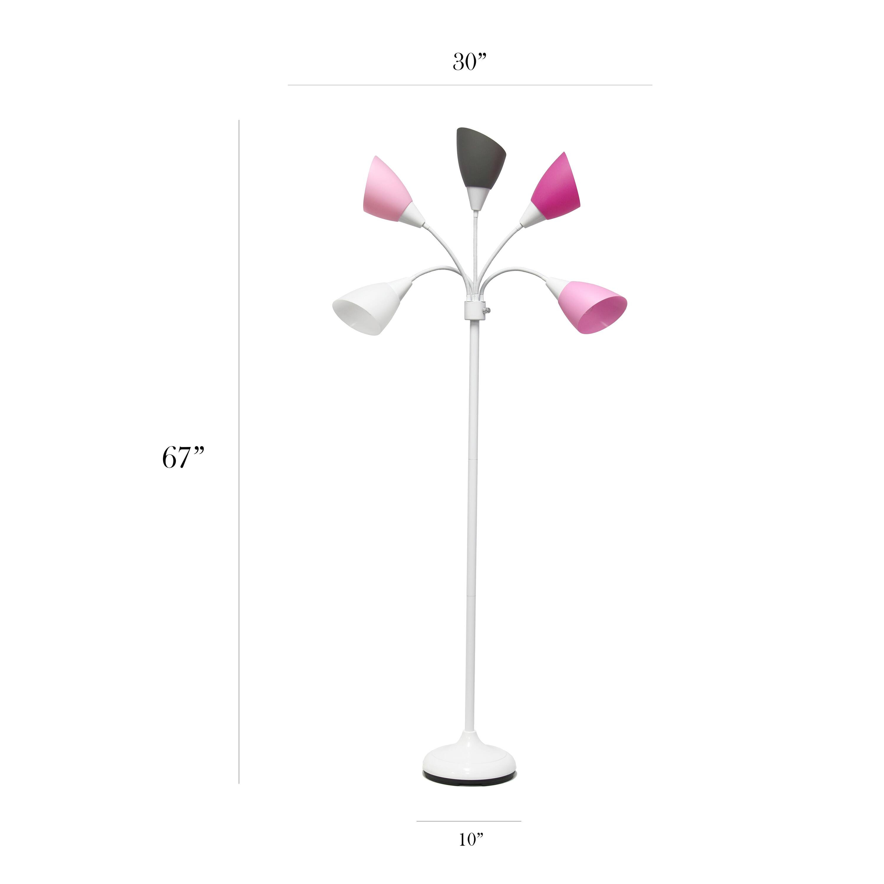 Simple Designs&#x2122; 5.6ft. 5-Light Gooseneck White Floor Lamp