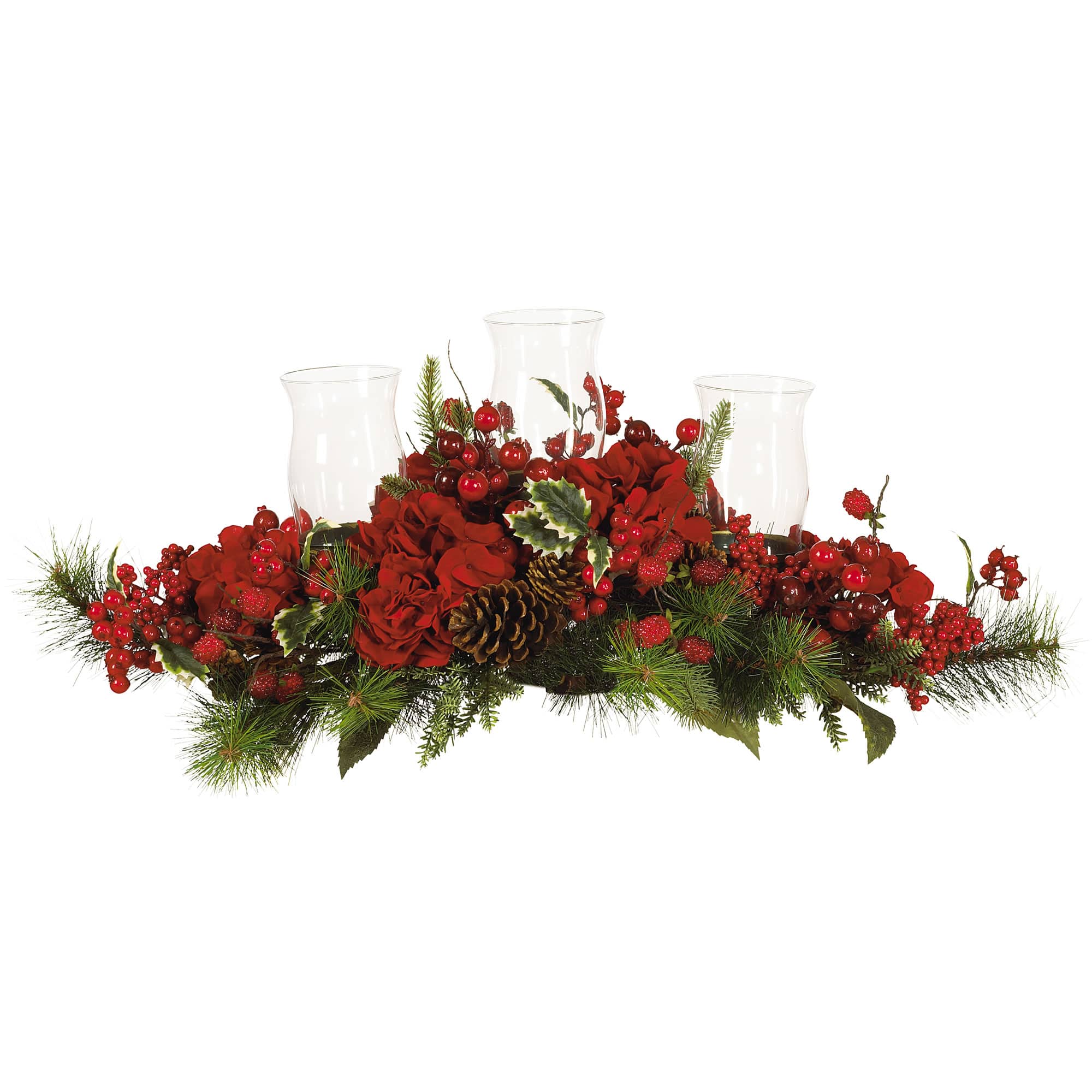13" Hydrangea Holiday Candelabrum Artificial Arrangement