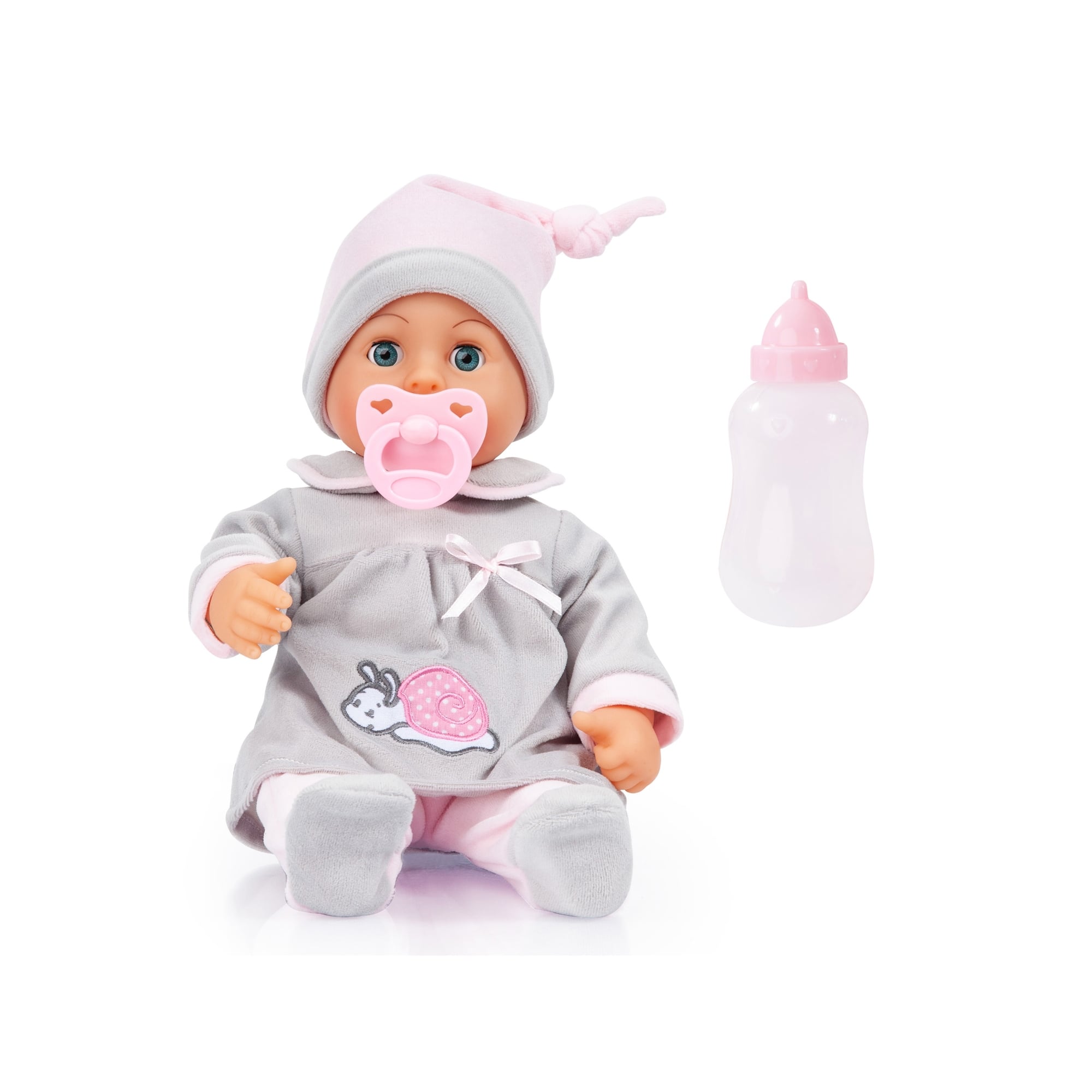 Bayer Design 15&#x22; First Words Baby Doll in Gray Snail Outfit