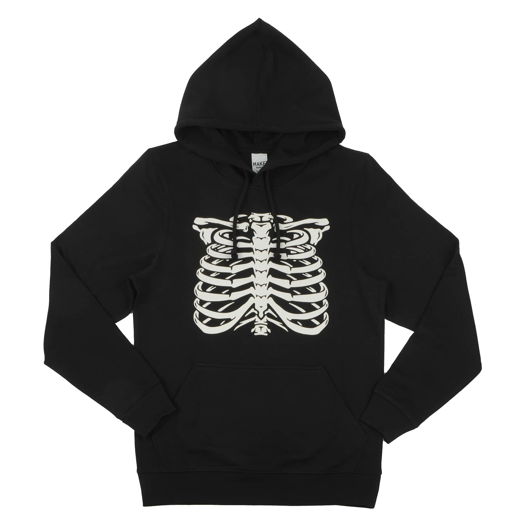 Black Glow-in-the-Dark Ribcage Adult Pullover Hooded Sweatshirt by Celebrate It&#x2122;