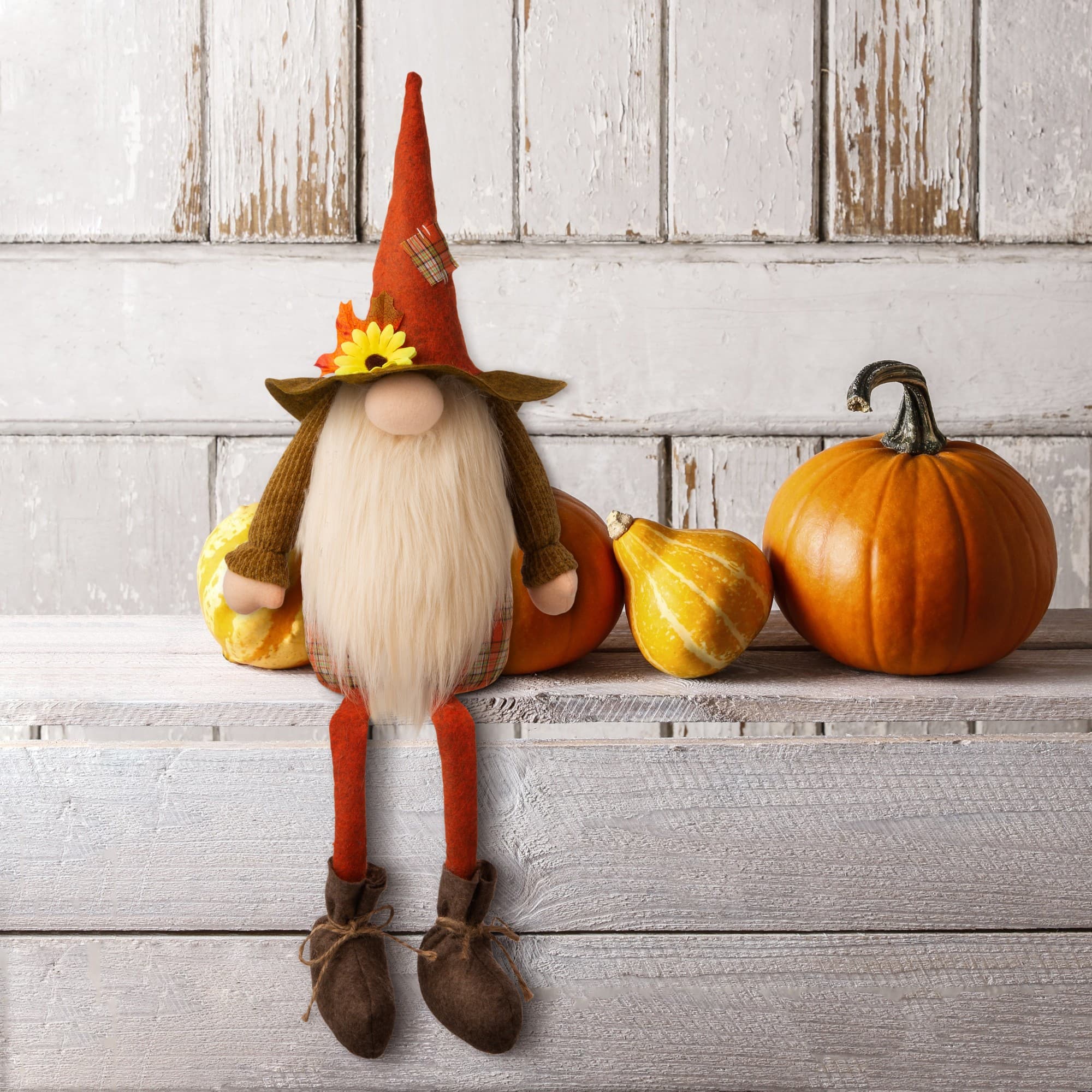 Glitzhome® 24" Fall Fabric Gnome Shelf Sitter Accent