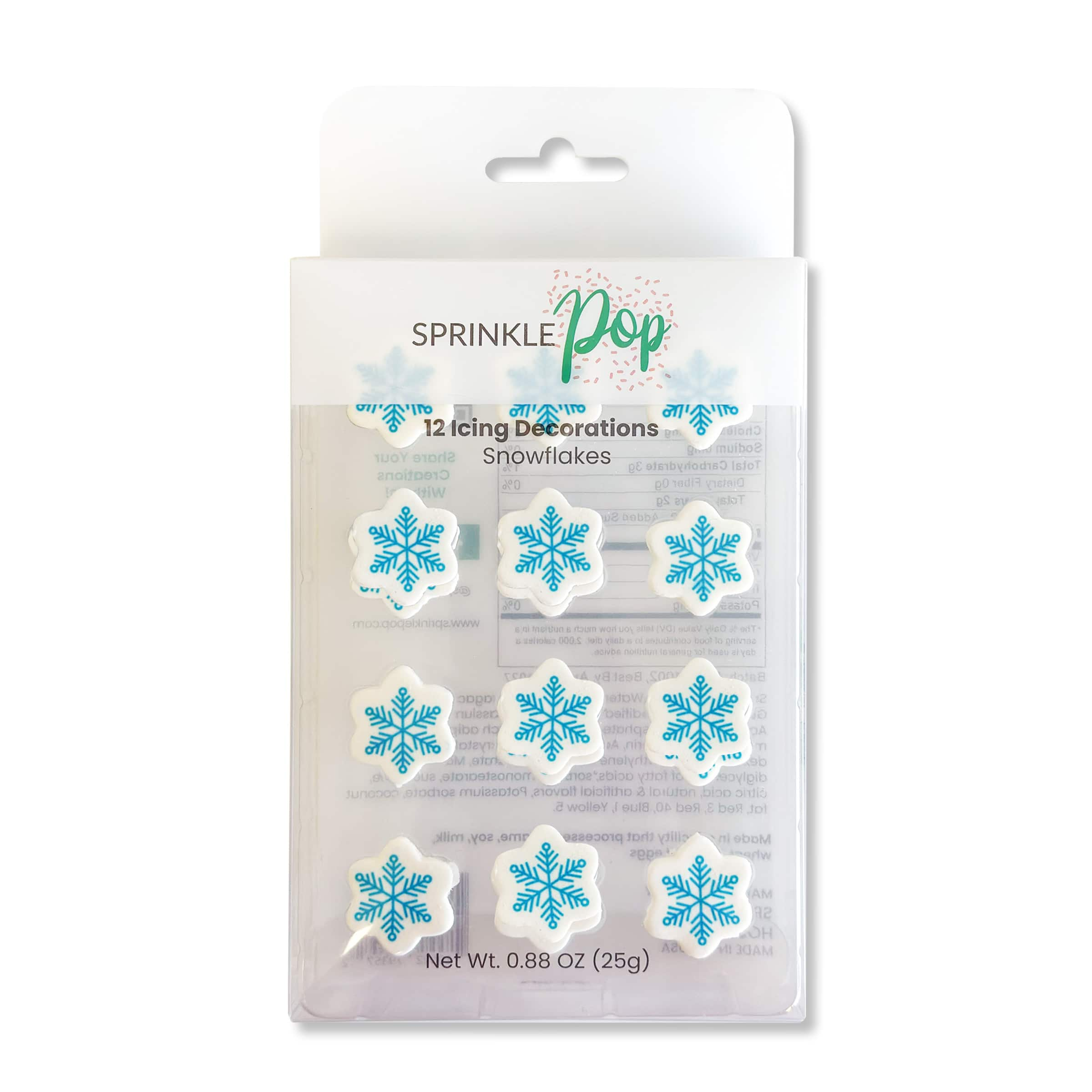 Sprinkle Pop Snowflakes Icing Decorations, 12ct.