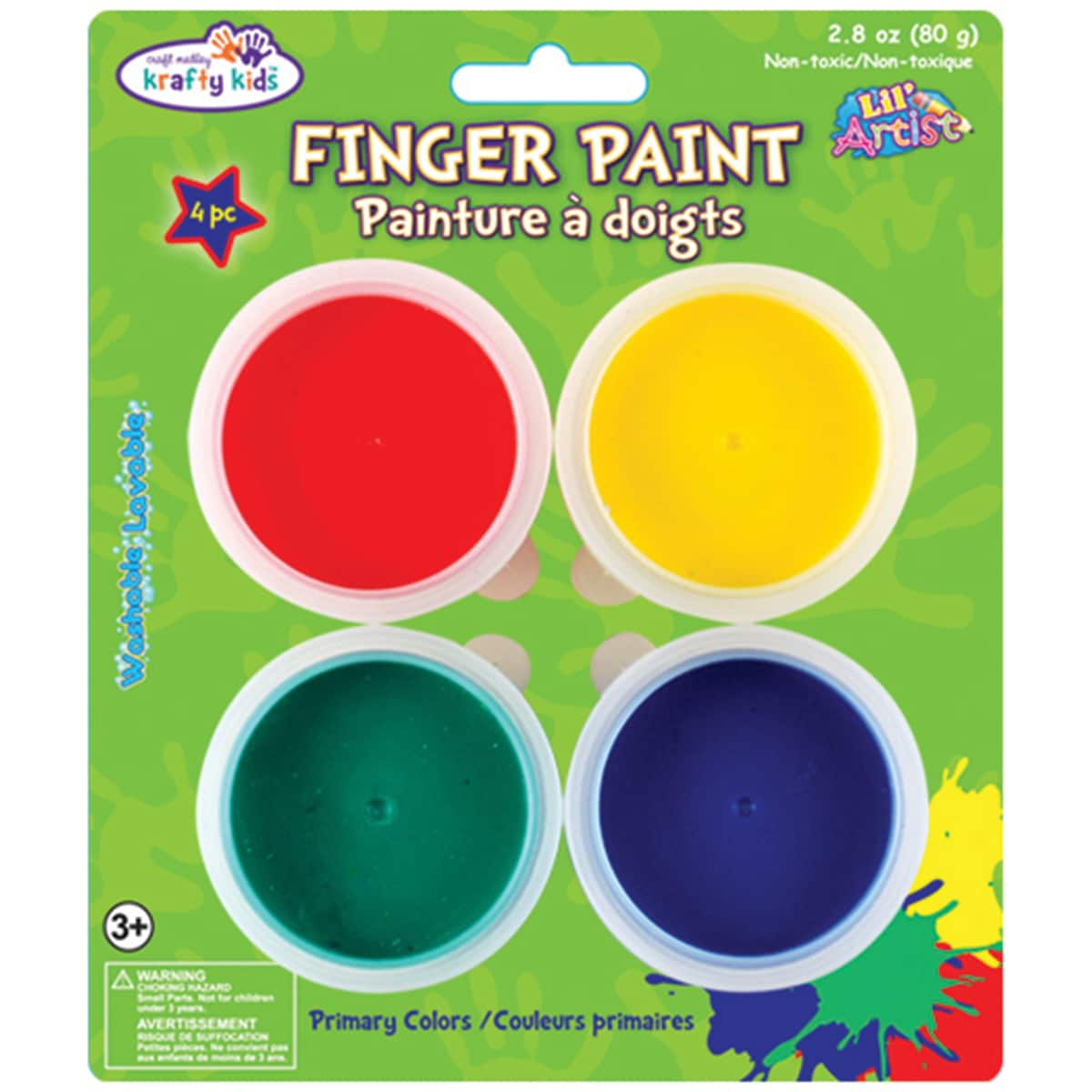 Krafty Kids&#x2122; Primary 4 Color Finger Paint Tube Set