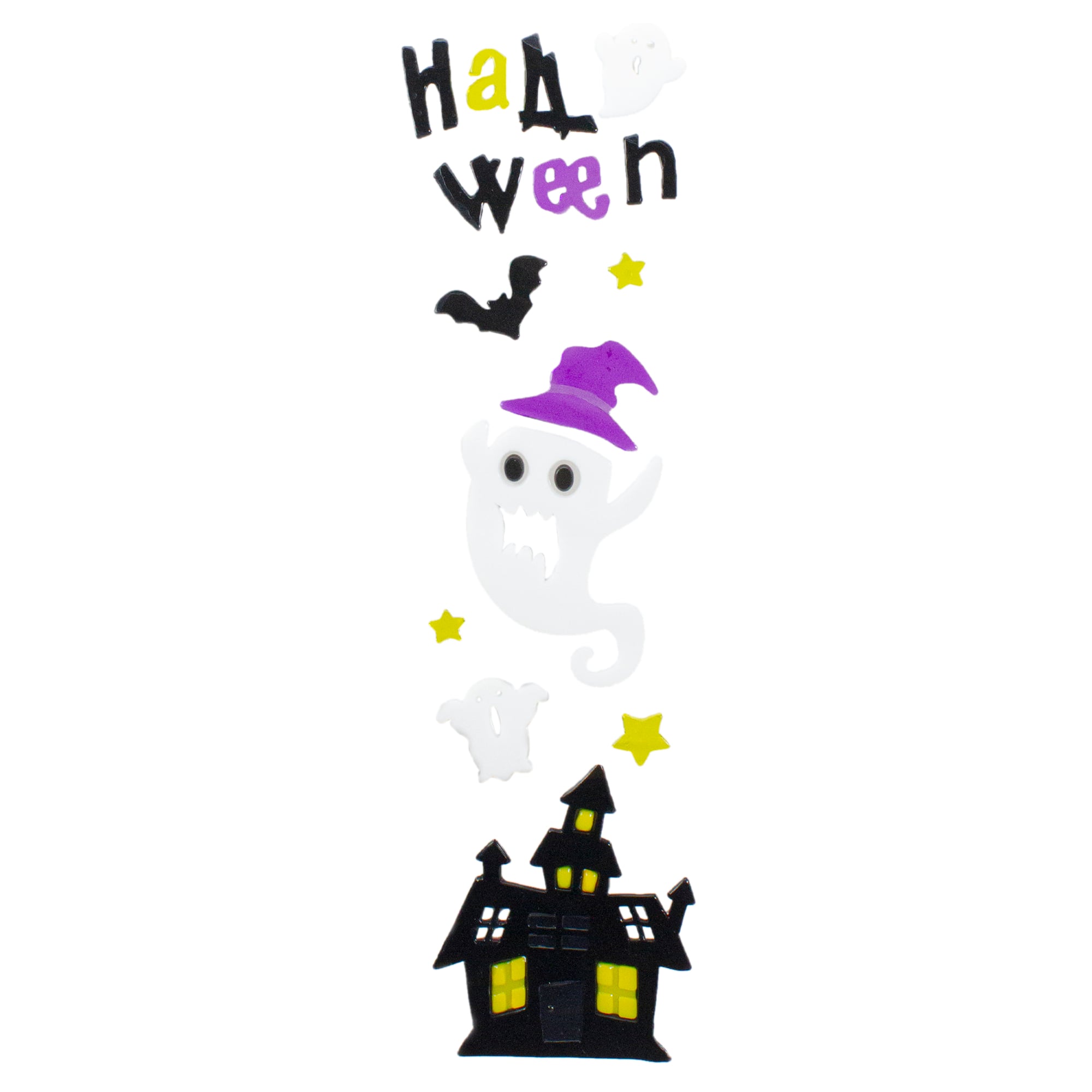 Purple & Black Haunted House Halloween Gel Window Clings