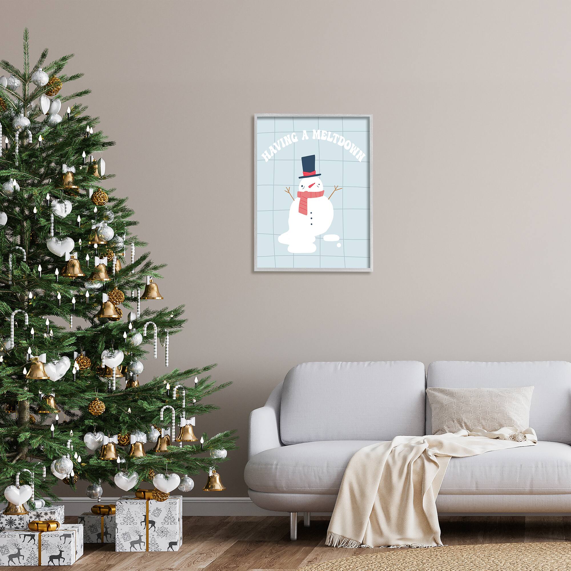 Stupell Industries Having A Meltdown Funny Snowman Framed Giclee Art