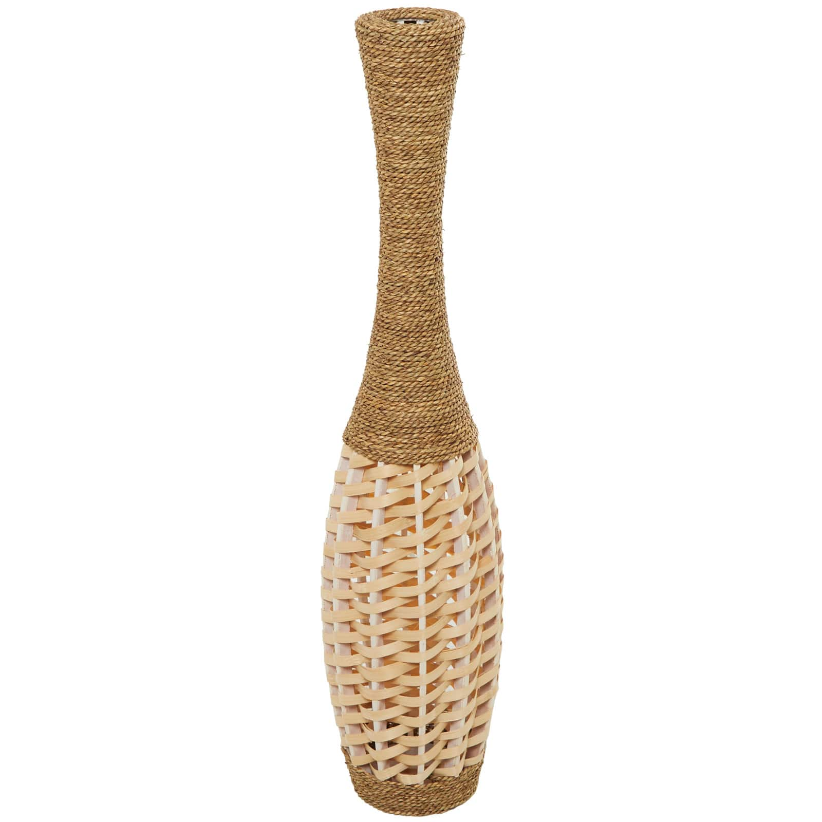 Brown Seagrass Handmade Thin Woven Floor Vase