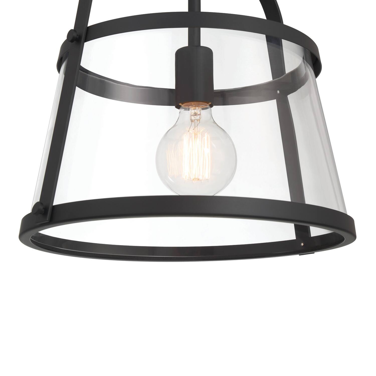 Fallon Black Vintage Metal &#x26; Clear Glass Ceiling Light