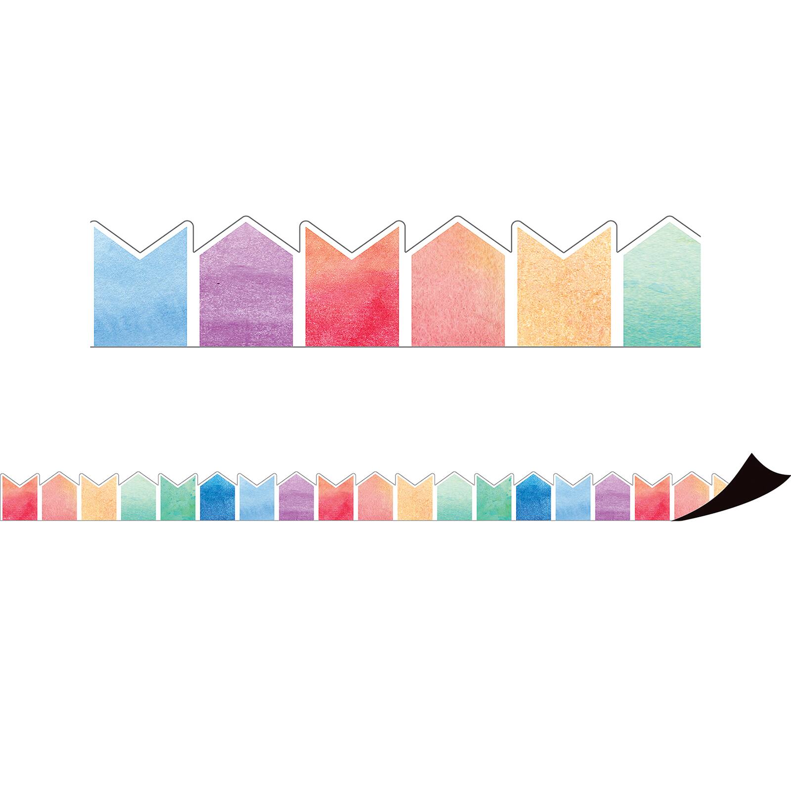 Teacher Created Resources Watercolor Pennants Magnetic Border, 48ft.