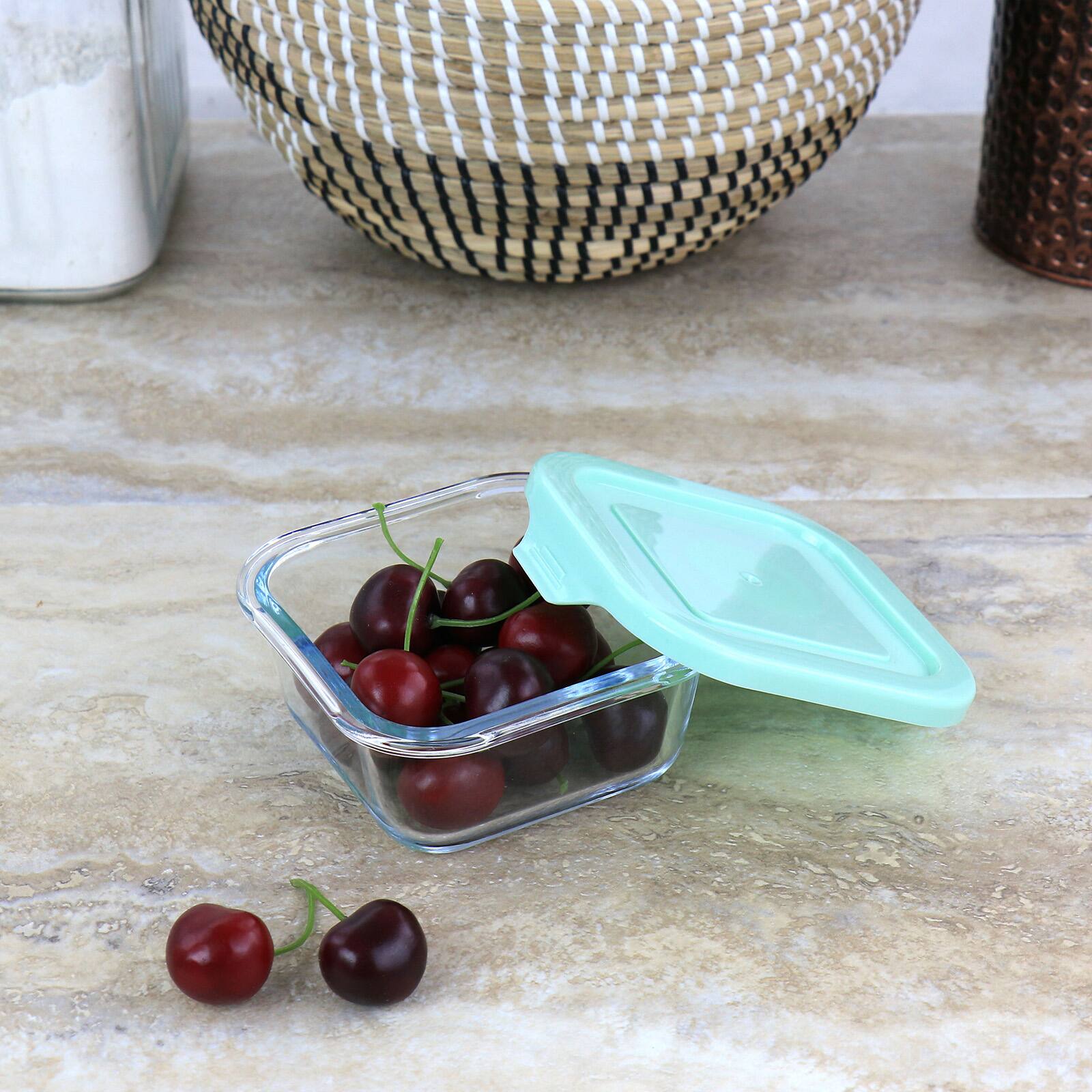 Martha Stewart Square Glass Food Storage Container with Mint Lid