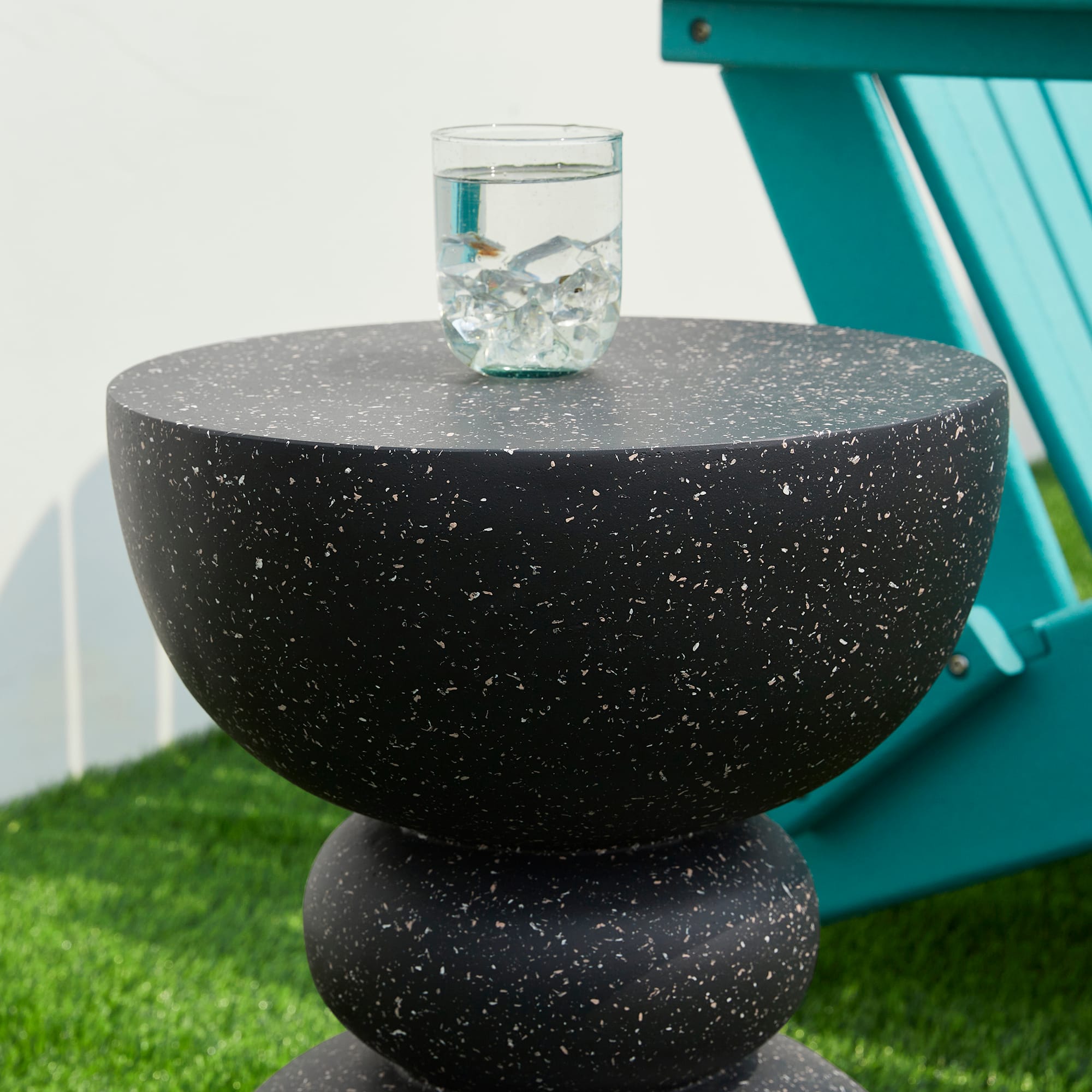 Glitzhome® 17.5" Multifunctional Faux Terrazzo Garden Stool