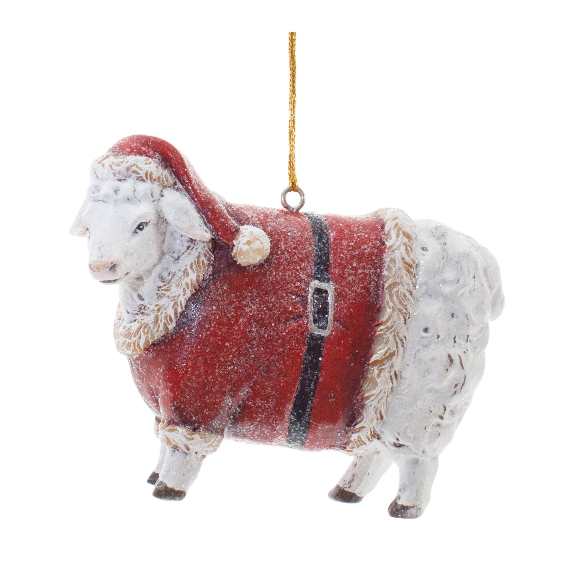 3.5&#x22; Glittered Holiday Farm Animal Ornament Set