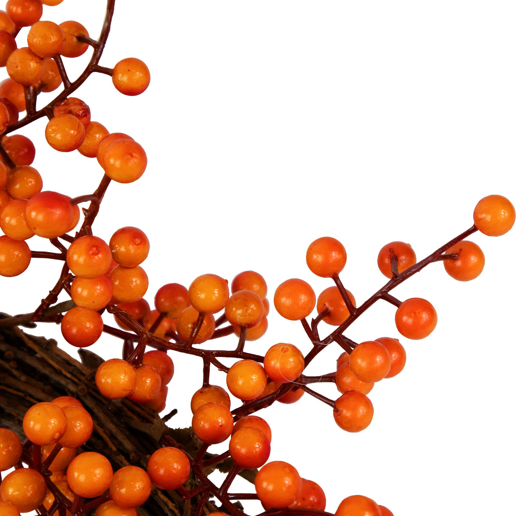 18" Red & Orange Berries Artificial Fall Harvest Twig Wreath