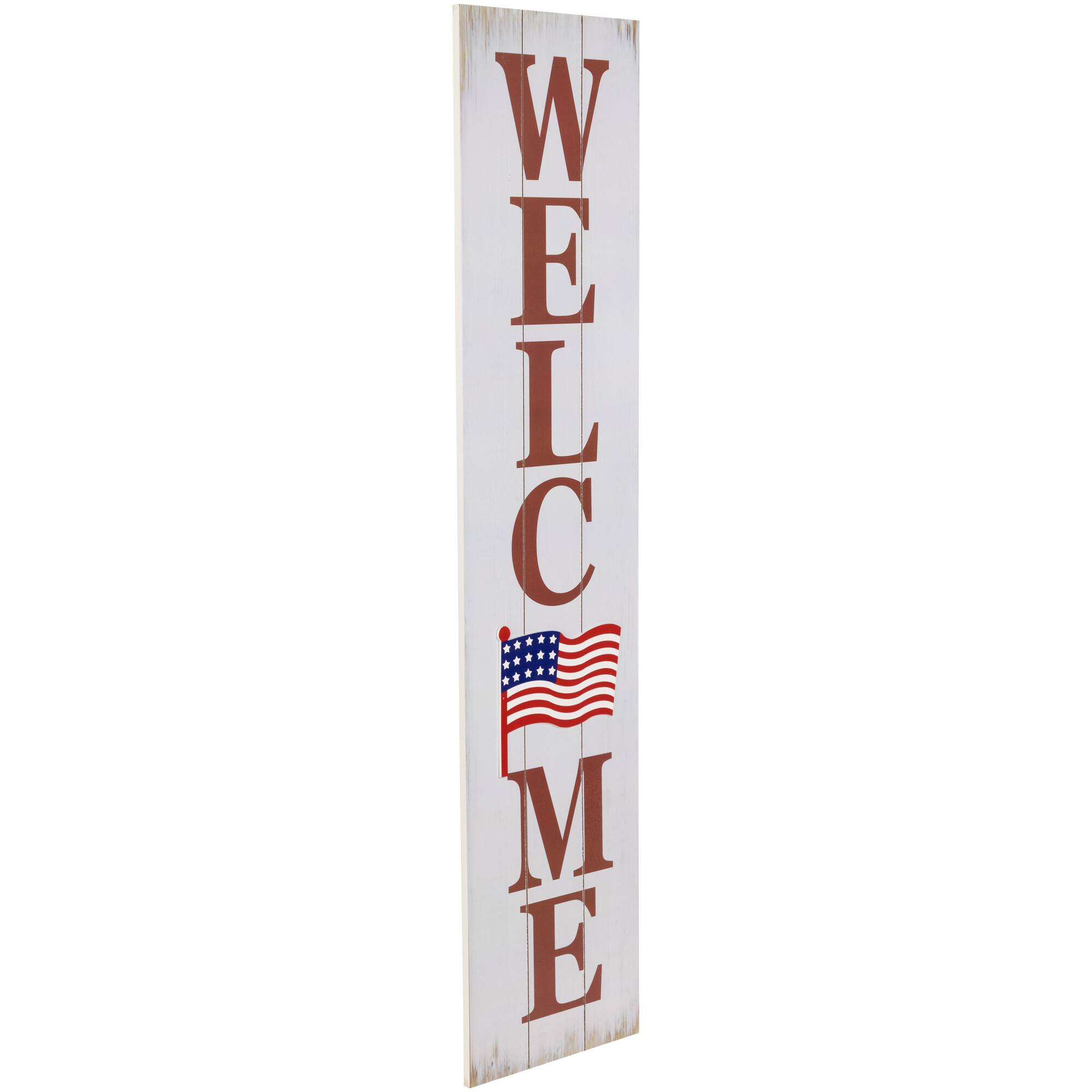 36" Welcome USA Flag Americana Wooden Porch Board Sign Decoration