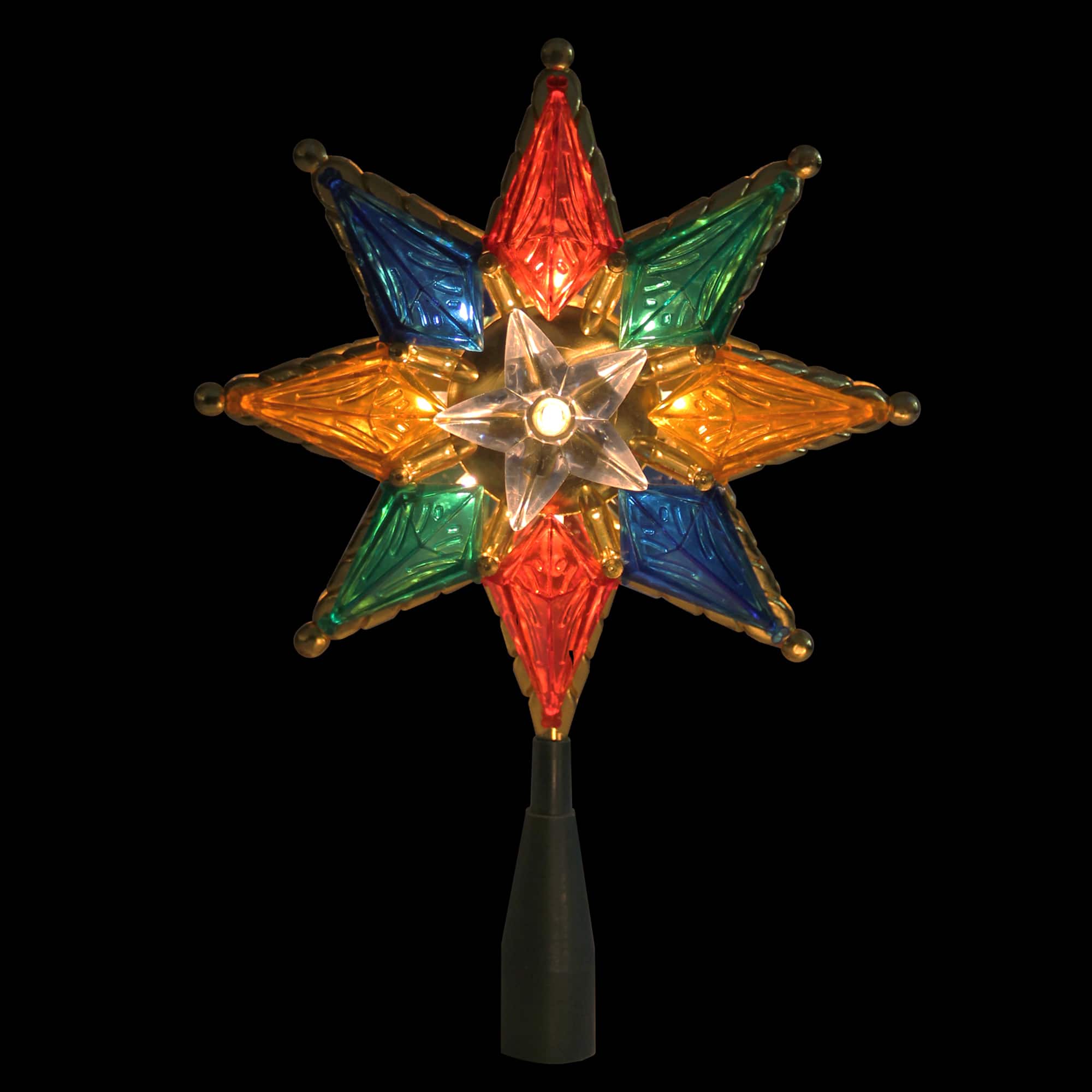 8&#x22; Lighted Multi Color 8-Point Star Tree Topper