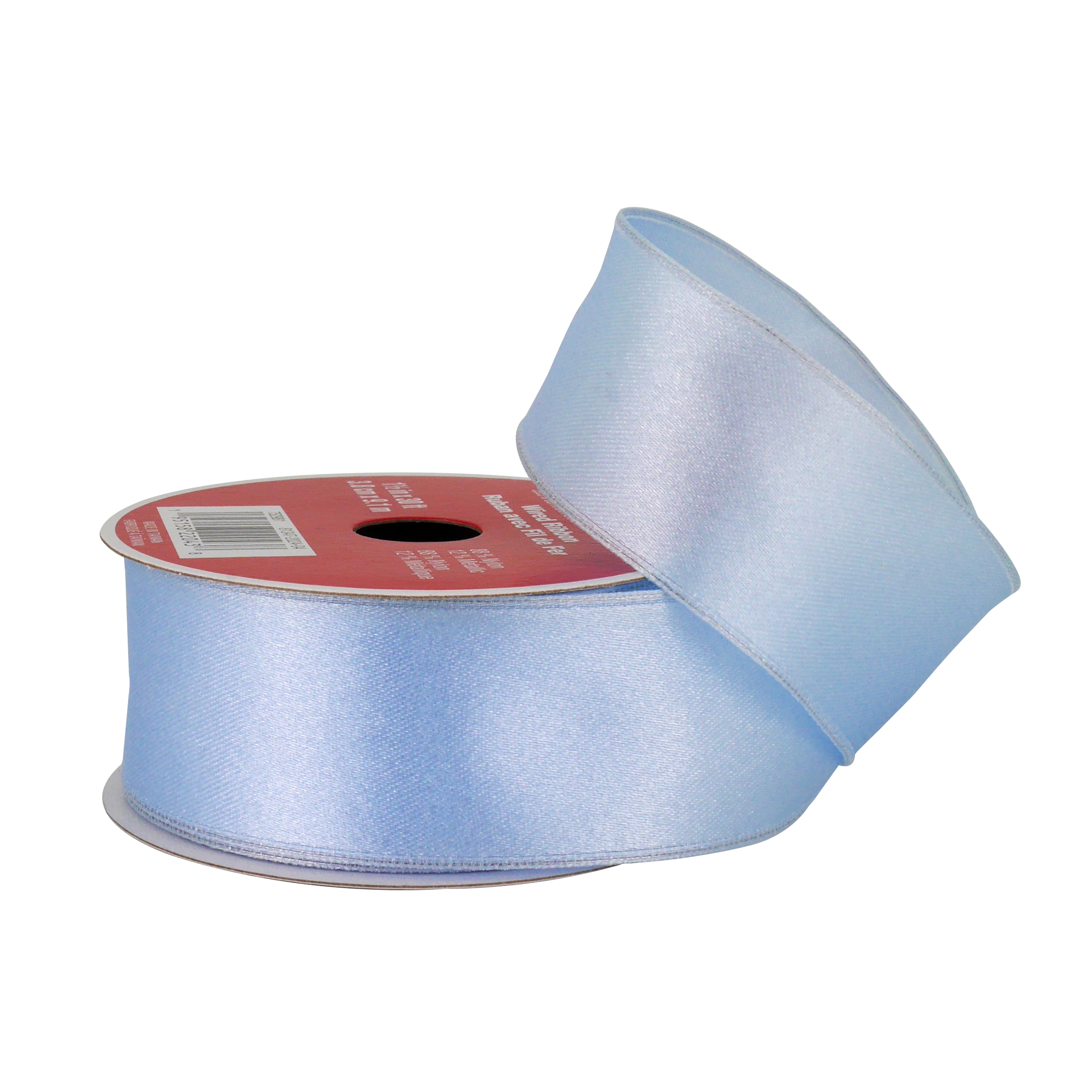 Ruban satin&#xE9; bleu p&#xE2;le avec fil m&#xE9;tallique de 3,8&#xA0;cm x 9,1&#xA0;m de Celebrate It No&#xEB;l 