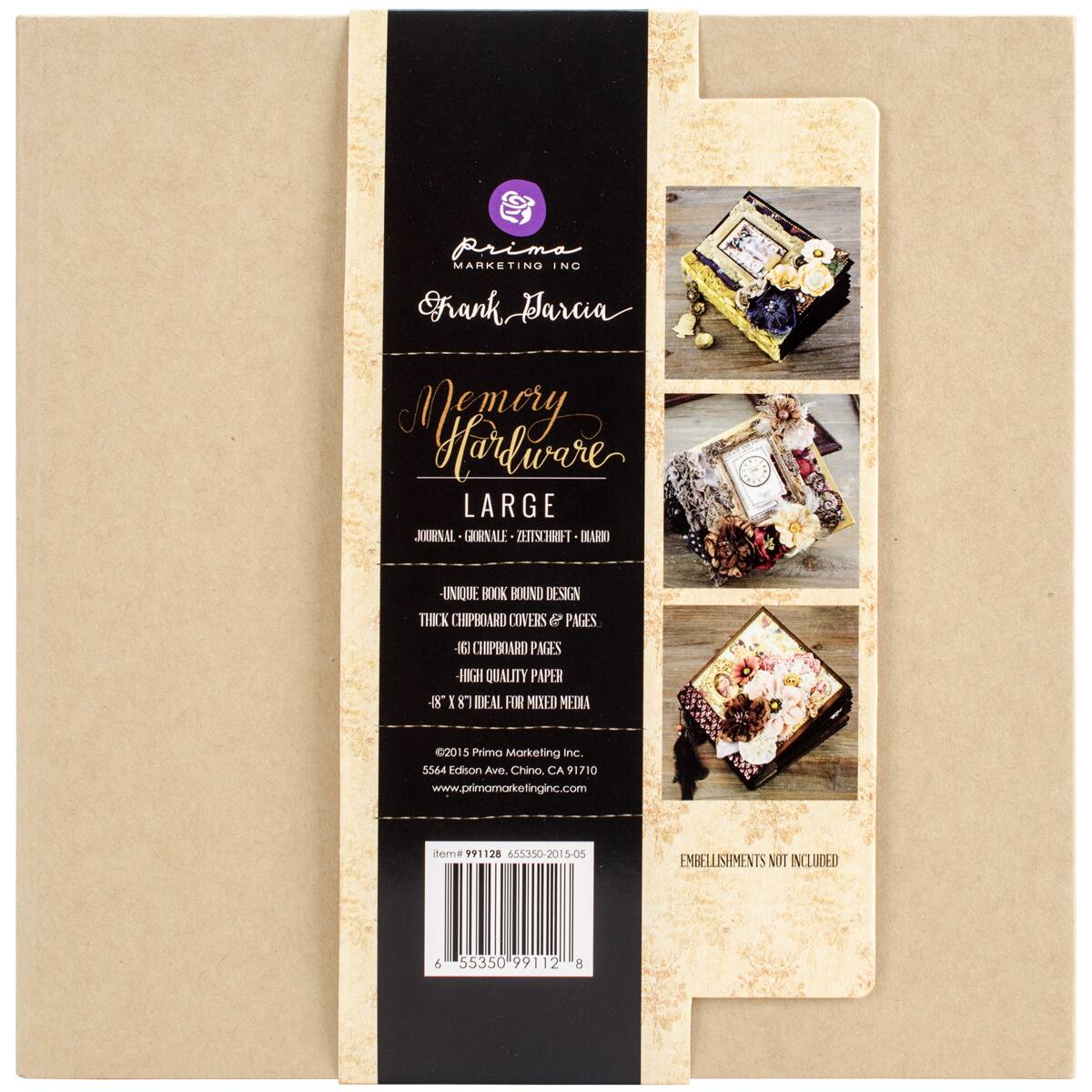 Prima® Frank Garcia Memory Hardware Kraft Chipboard Album, 8" x 8"