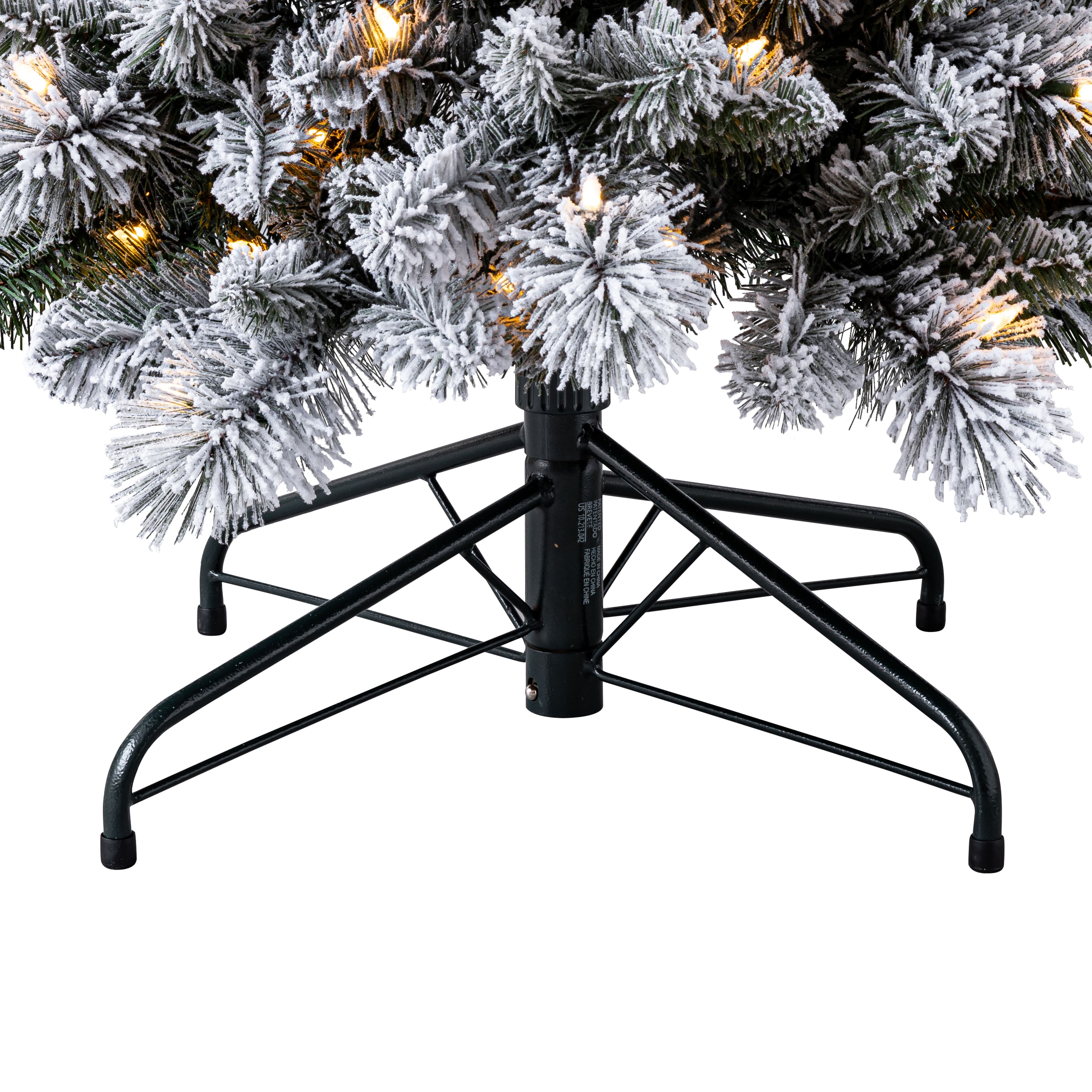 7ft. Pre-Lit Flocked Slim Artificial Christmas Tree, Warm White Twinkle LED Lights by Ashland&#xAE;