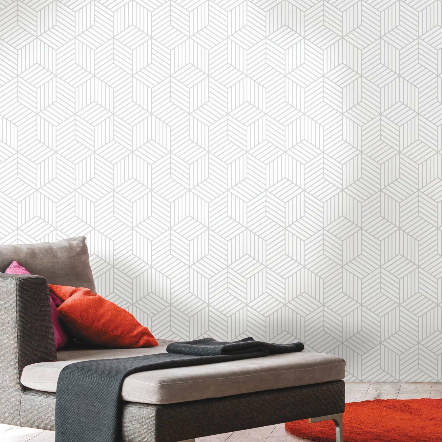 RoomMates Stripped Hexagon Peel & Stick Wallpaper