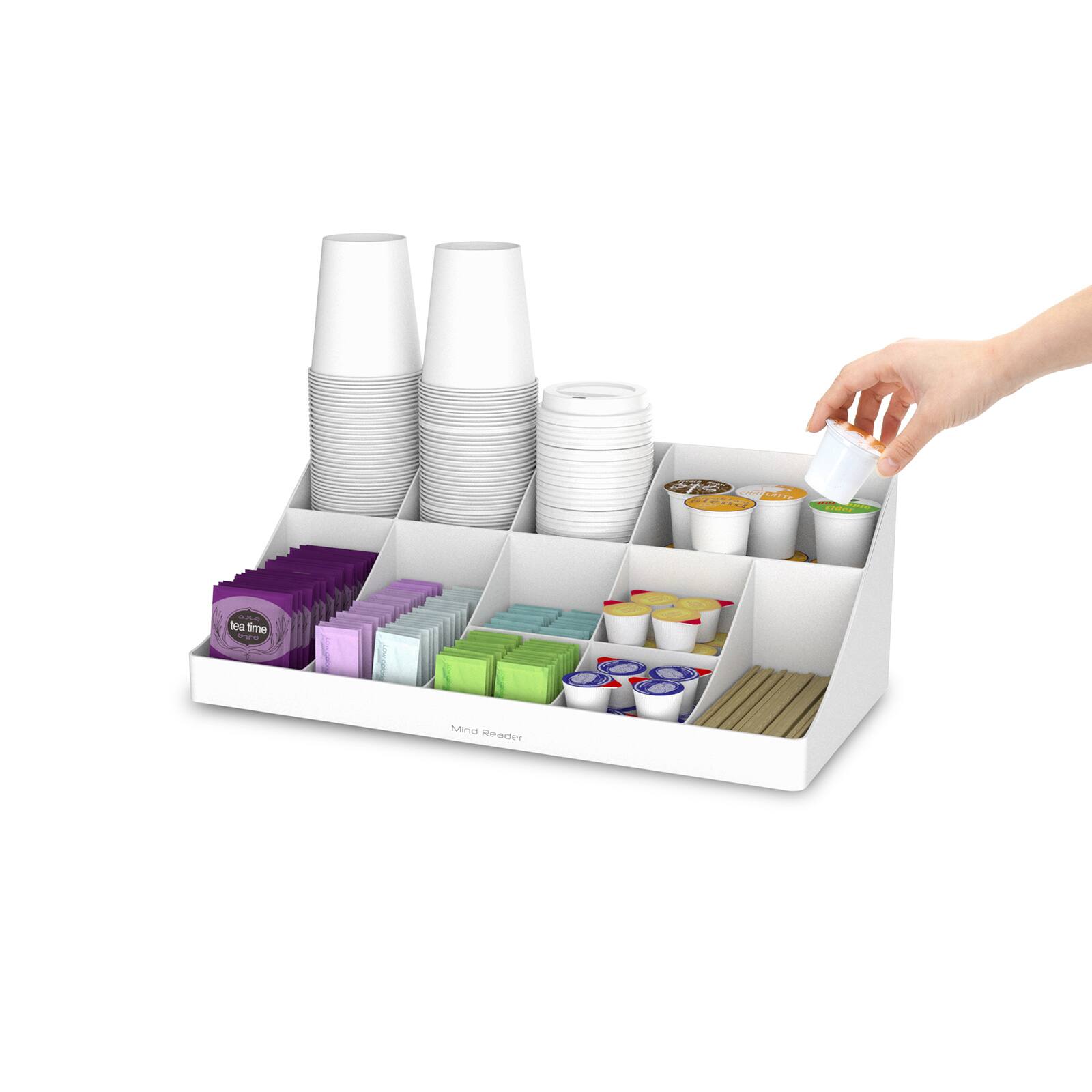 Mind Reader White  11 Compartment Pioneer Breakroom Condiment Organizer