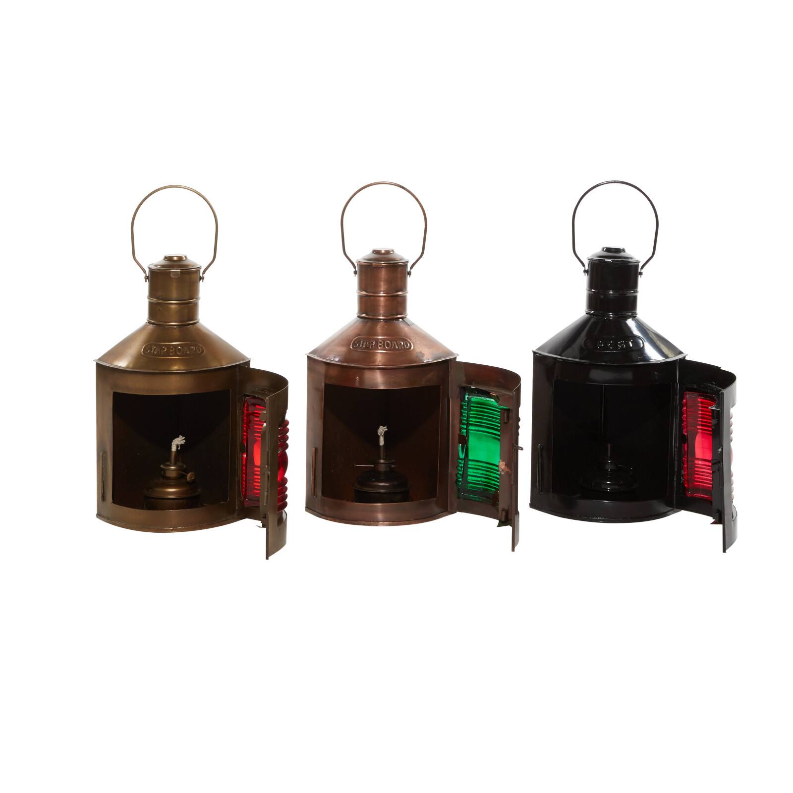 Set of 3&#x22; Multi Colored Metal Rustic Lantern, 5&#x22; x 11&#x22;
