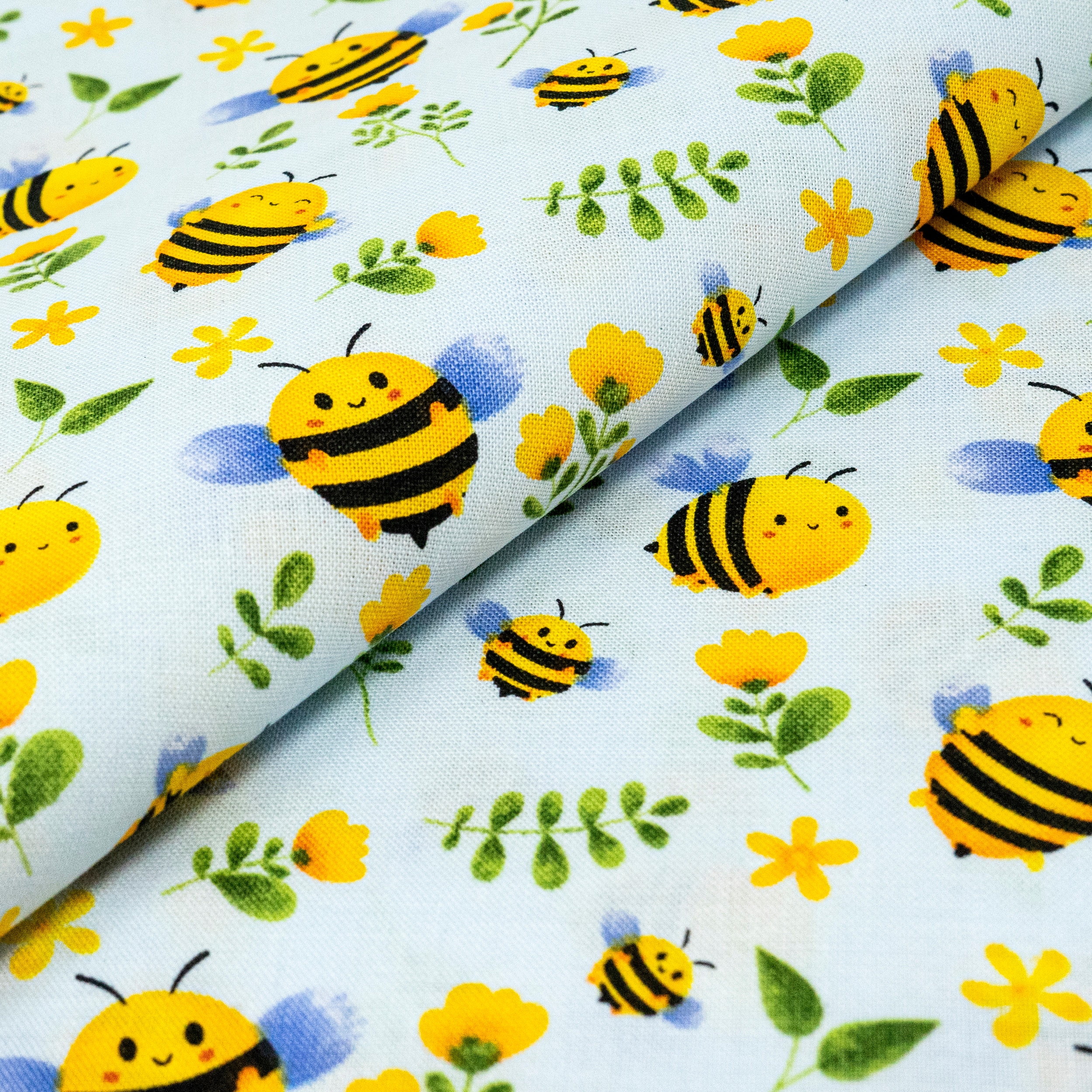 SINGER Smiley Bees Cotton Fabric