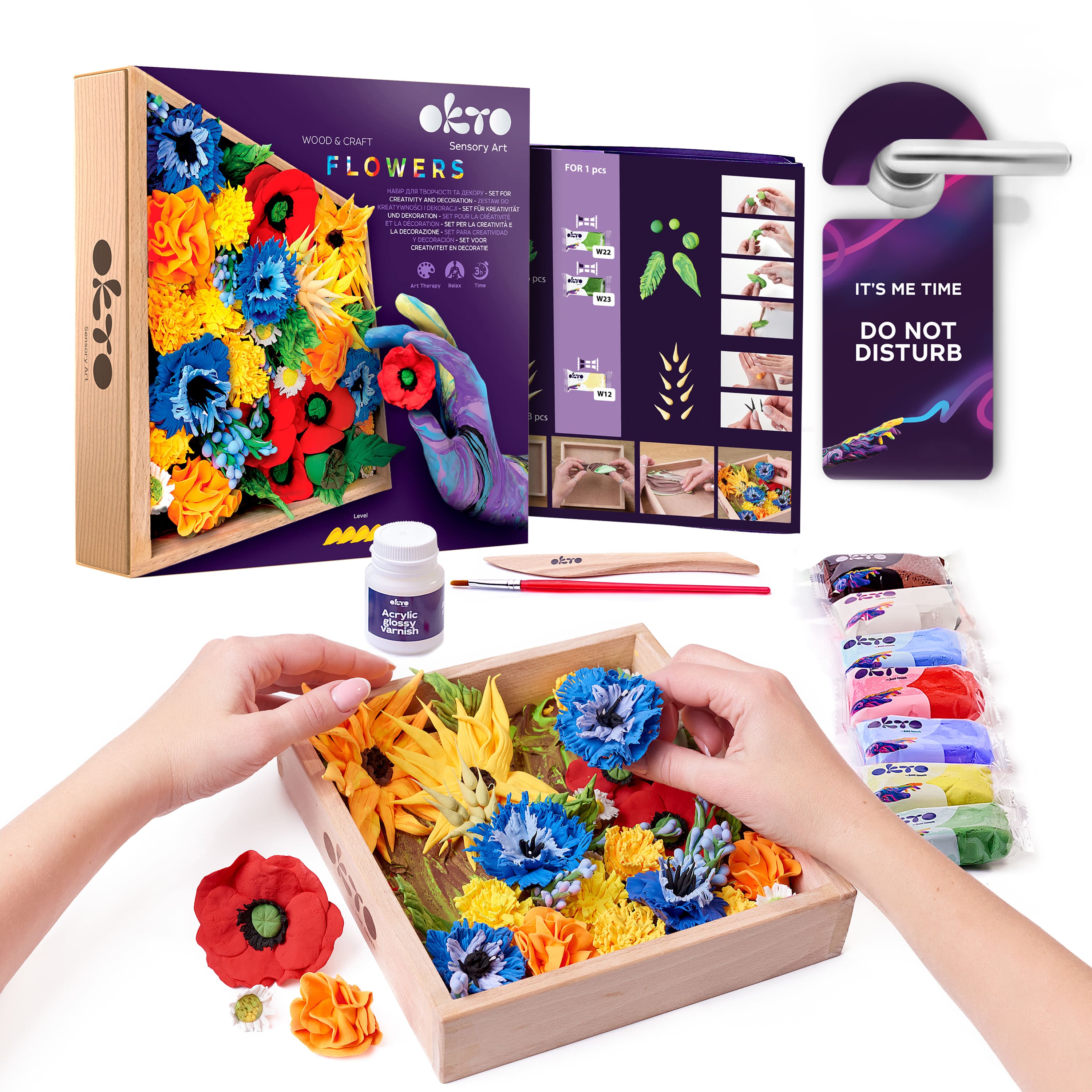 OKTO DIY Wood &#x26; Craft Freedom Flowers Clay Kit