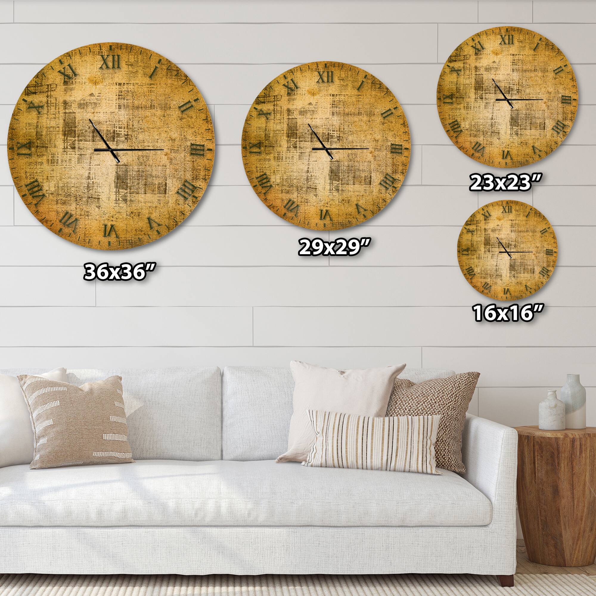 Designart &#x27;Antique Face On Parchment Rustic Wall Clock