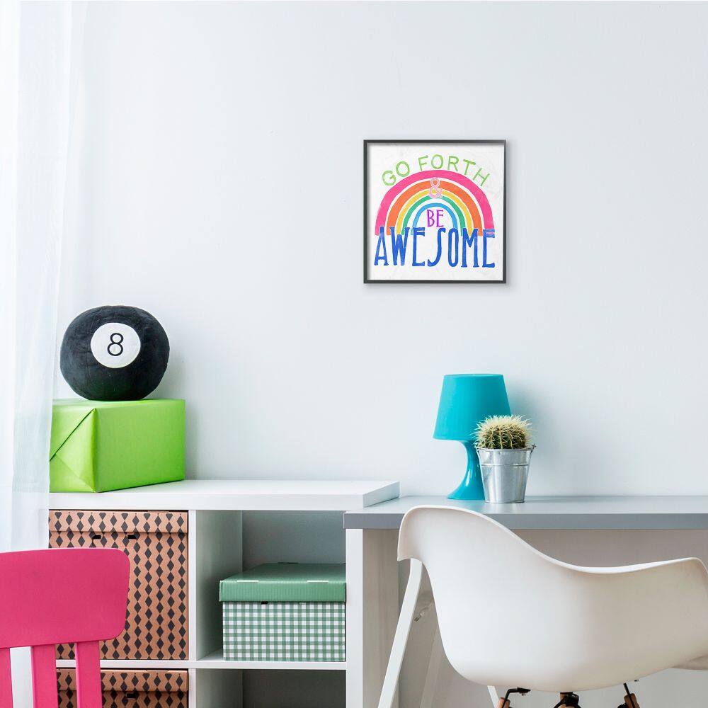 Stupell Industries Go Forth Be Awesome Rainbow Kids Motivational Quote Framed Wall Art