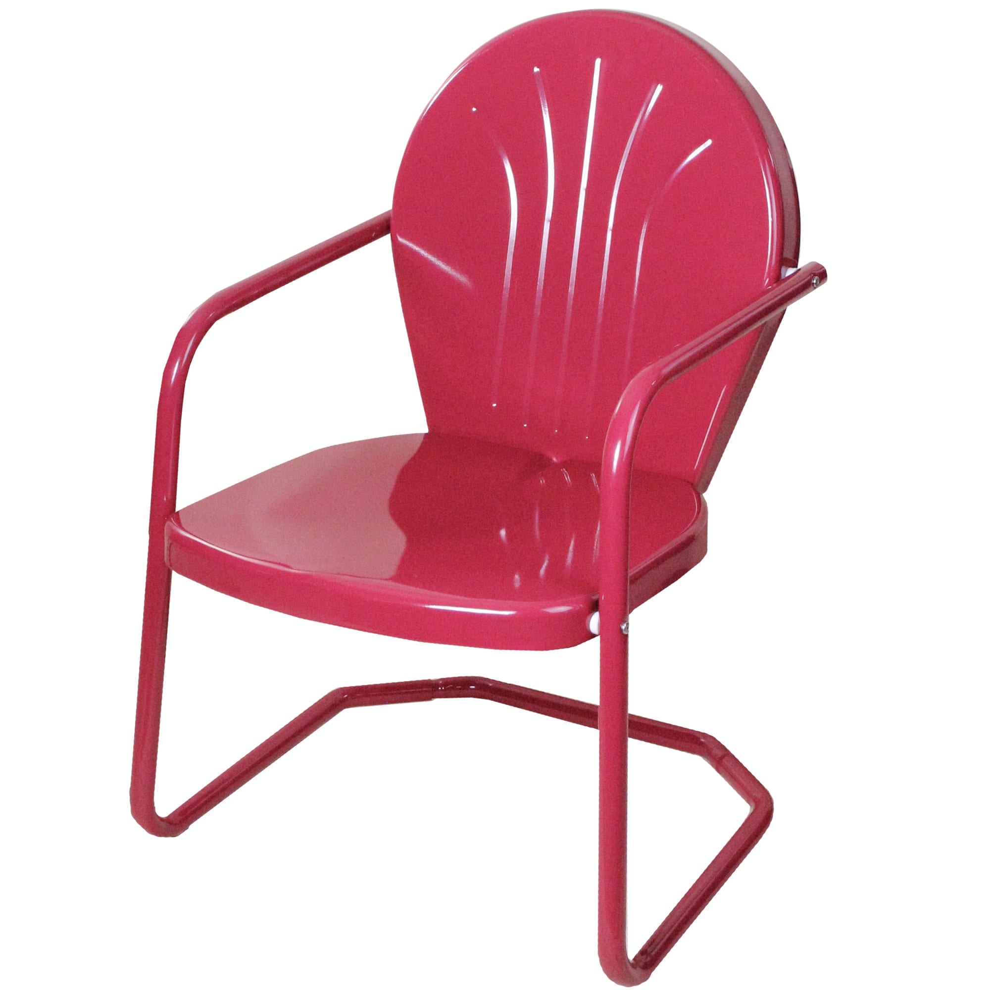 34" Raspberry Pink Retro Style Outdoor Metal Tulip Chair
