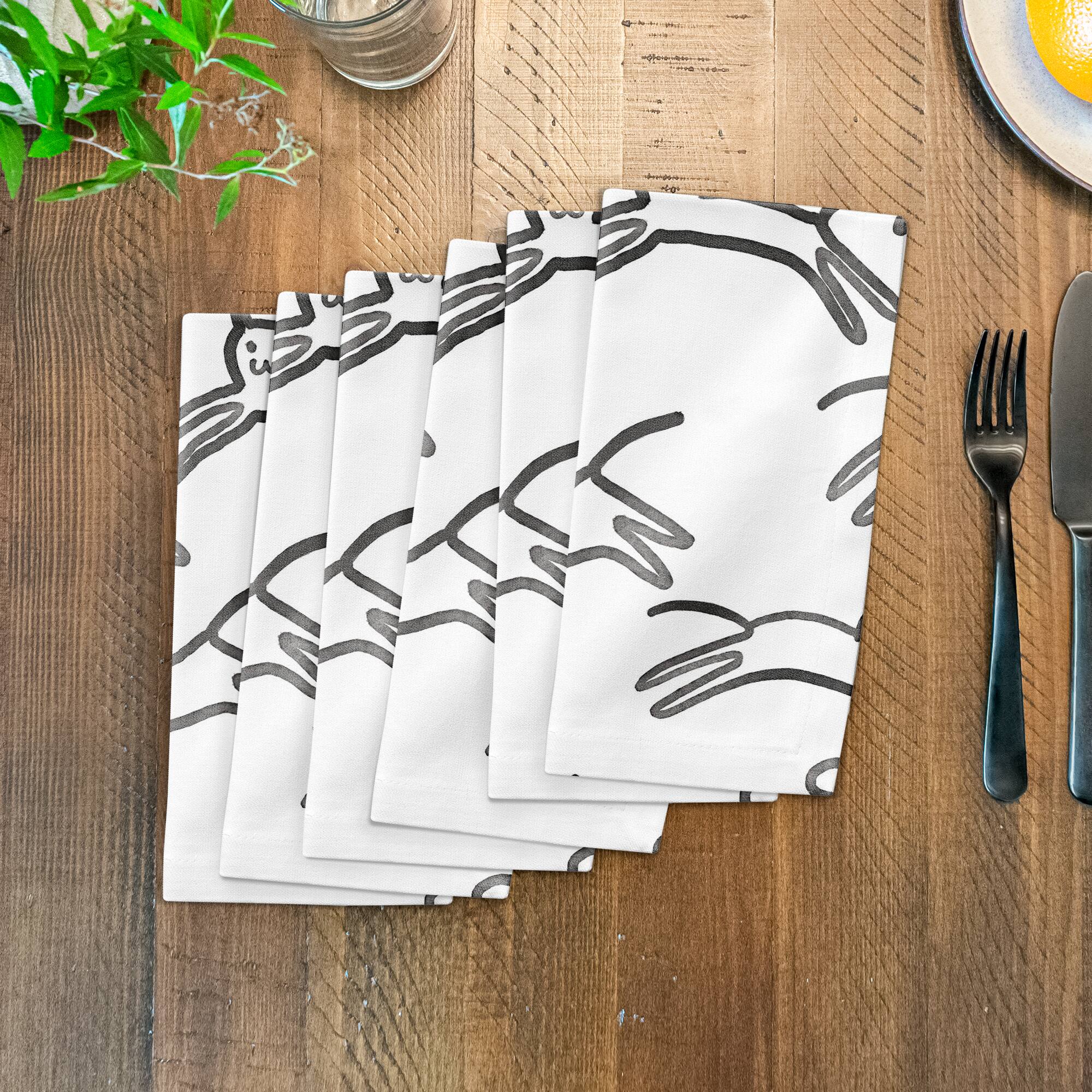 Leaping Cat Pattern I 10" x 10" Cotton Twill Napkin