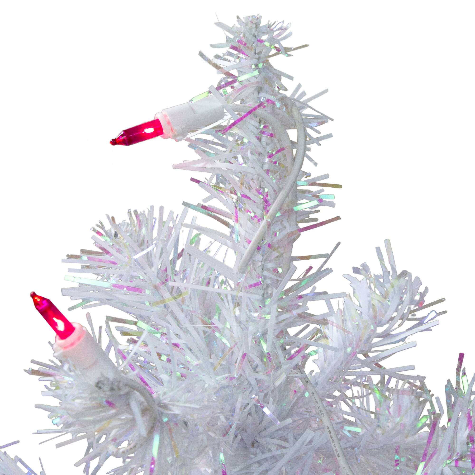 2ft. Pre-Lit White Pine Slim Artificial Christmas Tree, Pink Lights