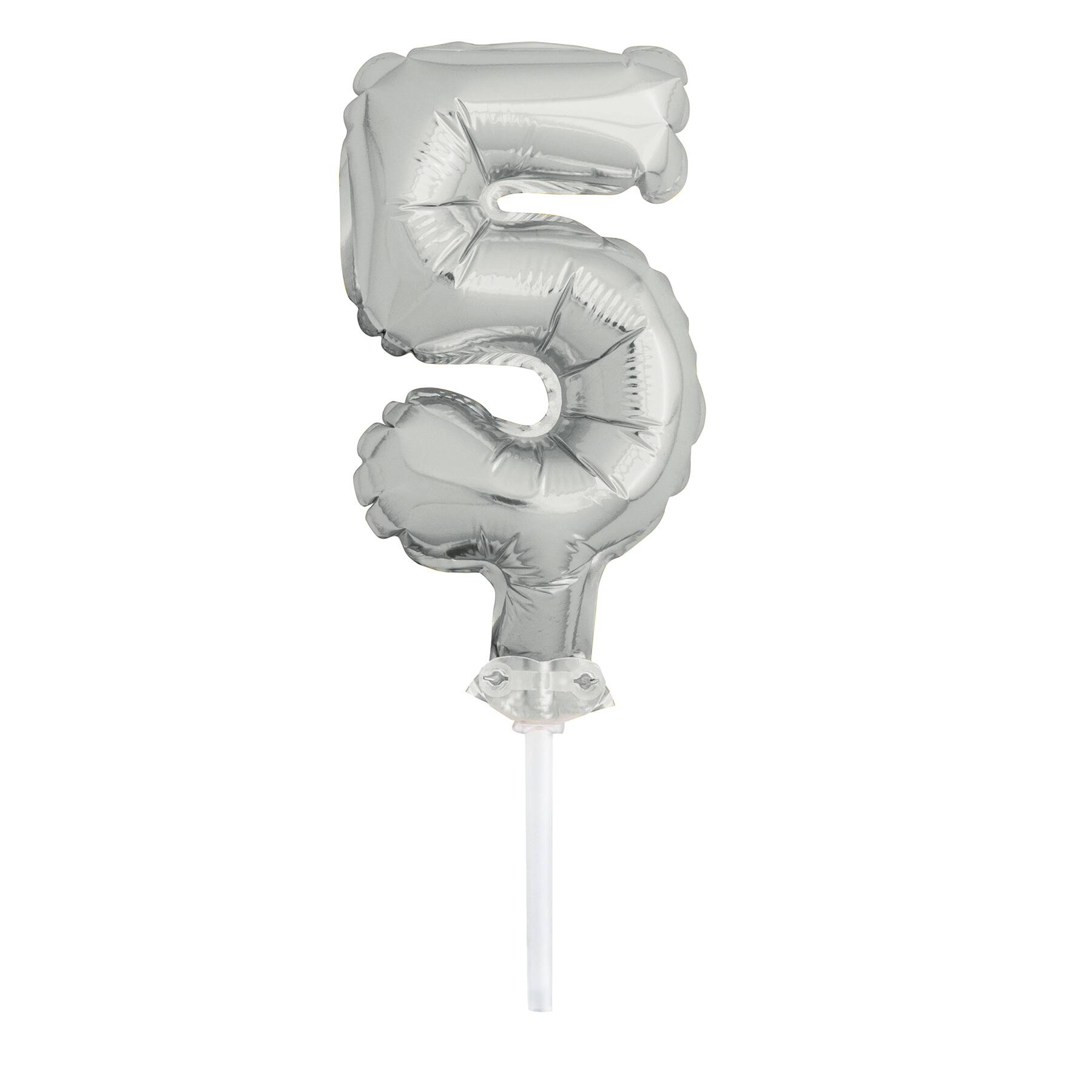 Mini Silver Number 5 Balloon Cake Topper