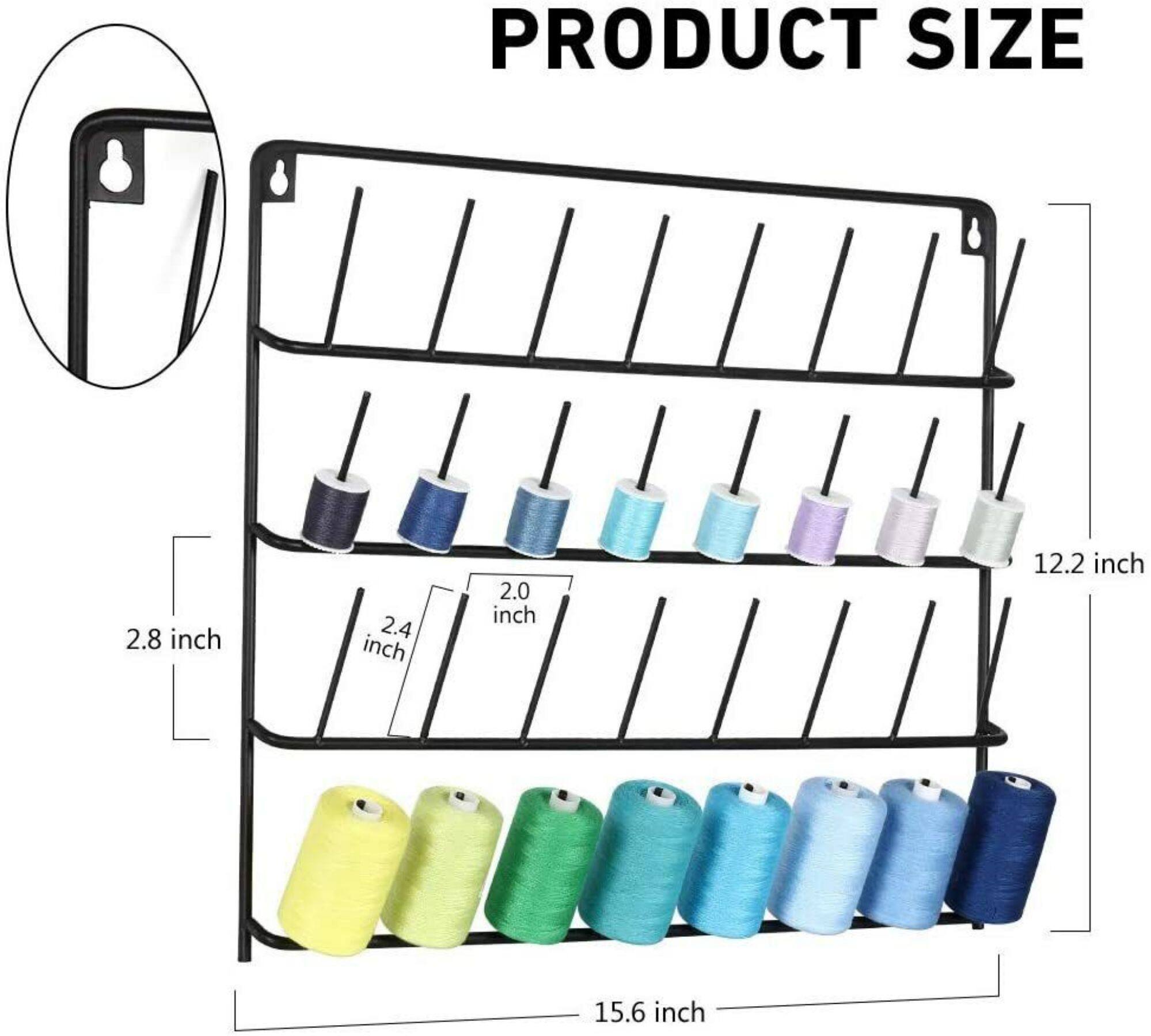NEX™ Black 32-Spool Wall-Mounted Metal Sewing Thread Rack