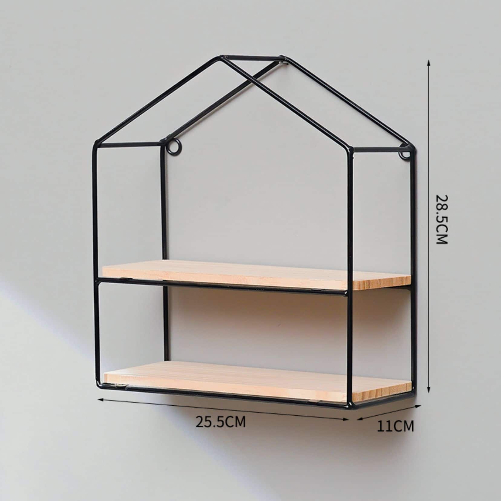 NEX™ Black 2-Tier Iron House Floating Wall Shelf