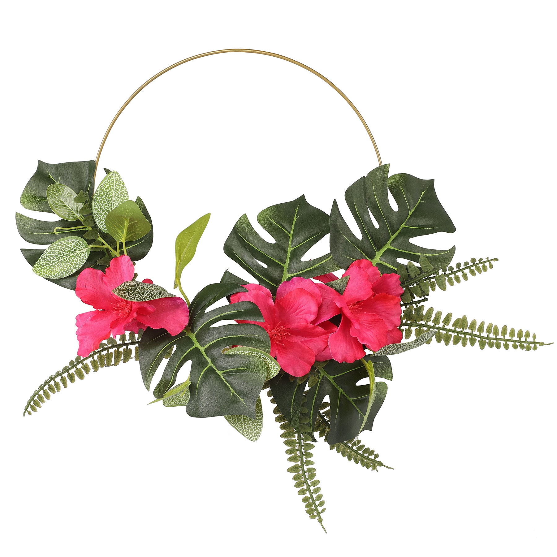 14&#x22; Fuchsia Hibiscus &#x26; Monstera Mix Mini Wreath by Ashland&#xAE;