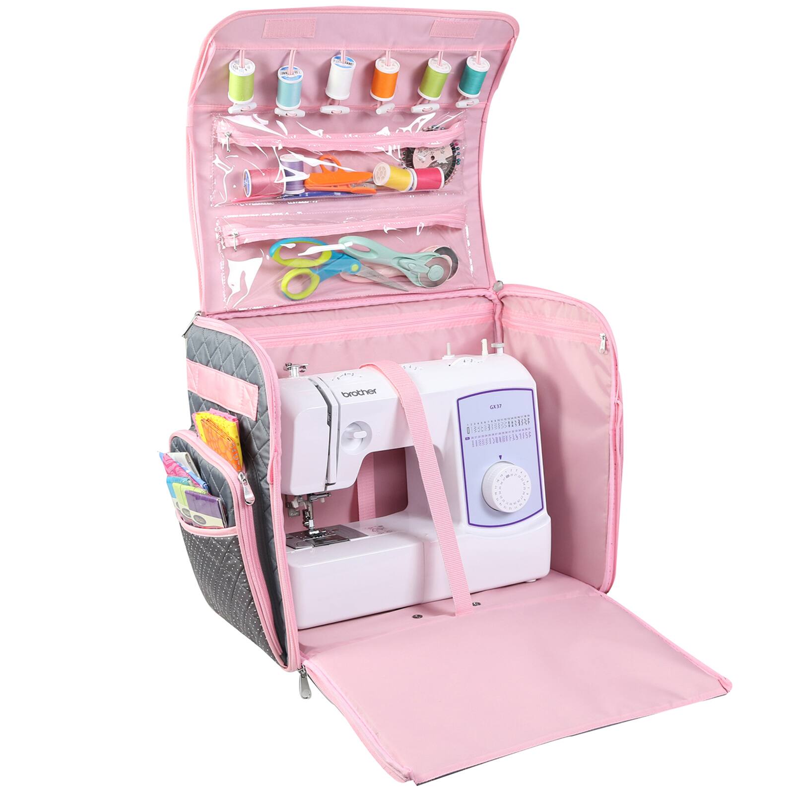 Everything Mary Pink & Gray Collapsible Deluxe Sewing Storage Case