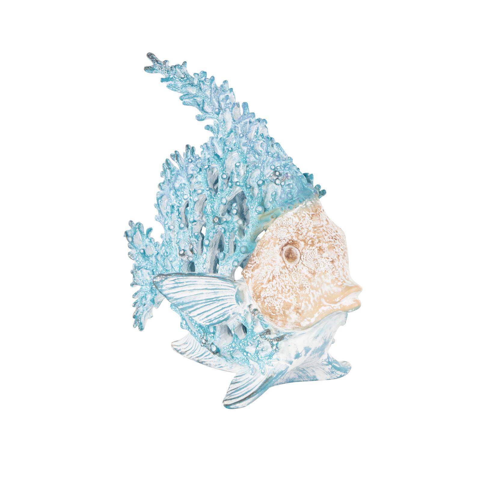 11" Textured Polystone Fish Sculpture with White Fins