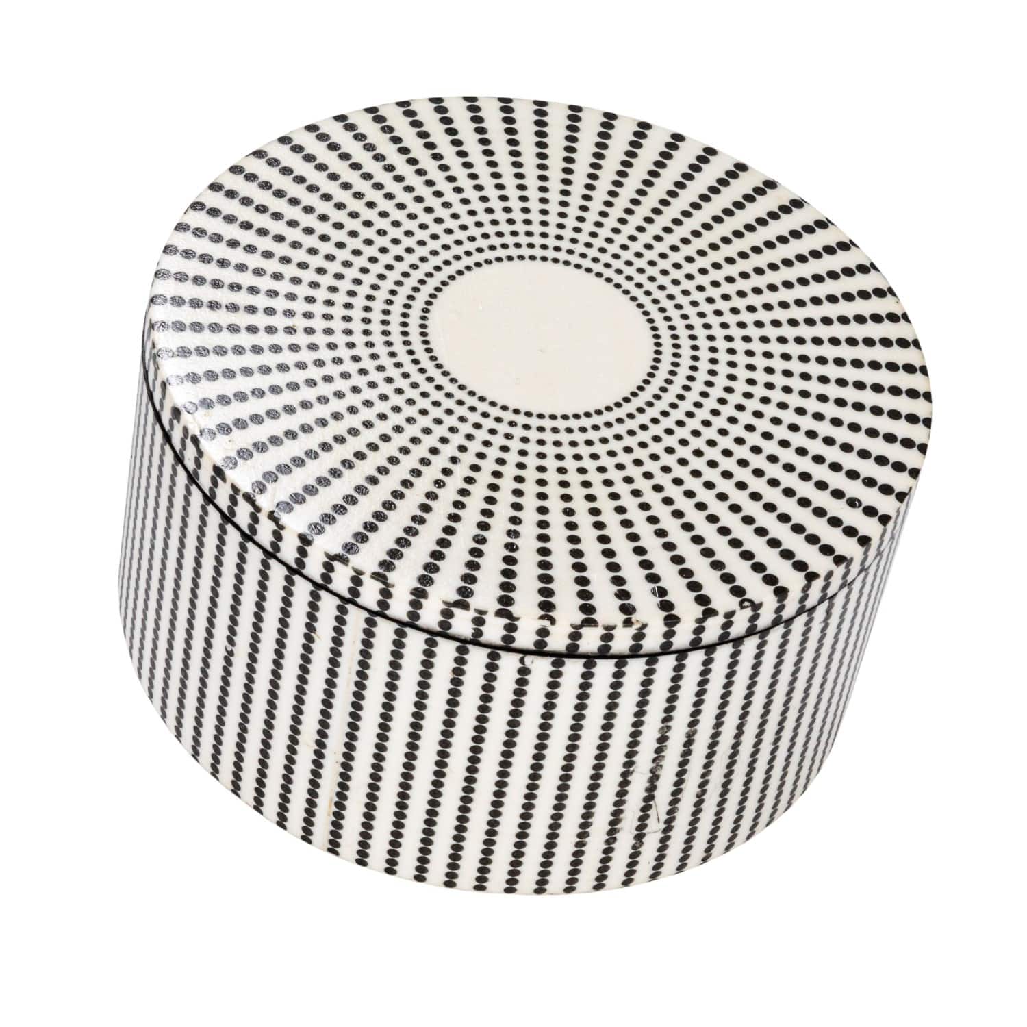 Hello Honey® 6.25" Black & White Spotted Round Reclaimed Wood Box