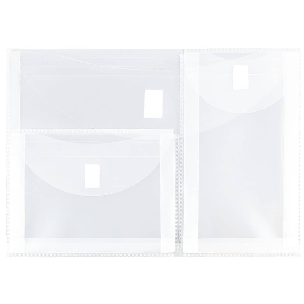 JAM Paper 9.75" x 13" Clear 3-Pocket Plastic Hook & Loop Closure Envelopes, 12ct.