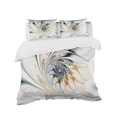 DesignArt White Stained Glass Floral Art Duvet Cover Set, Size: Twin